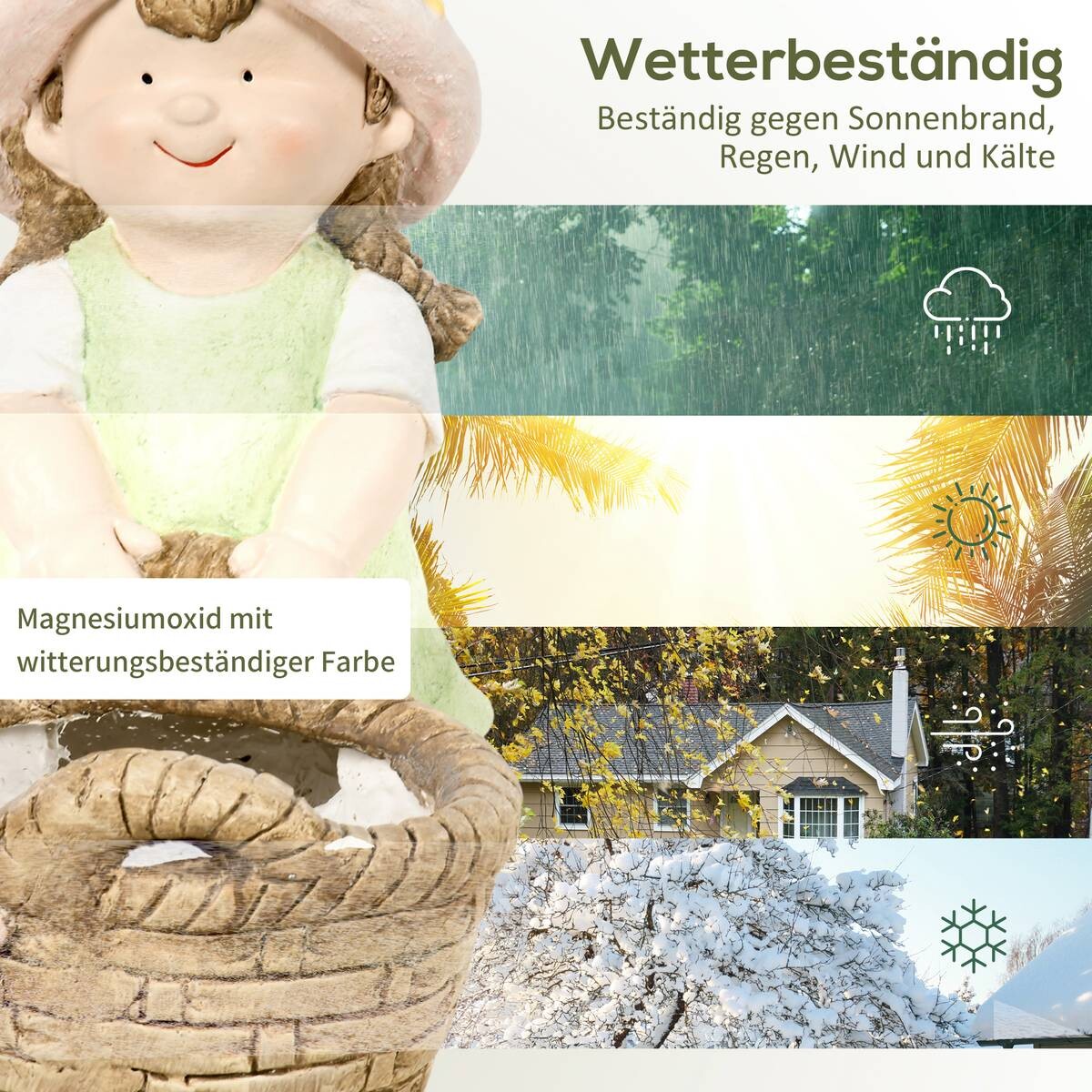 Outsunny Gartenstatue mit Blumenkorb