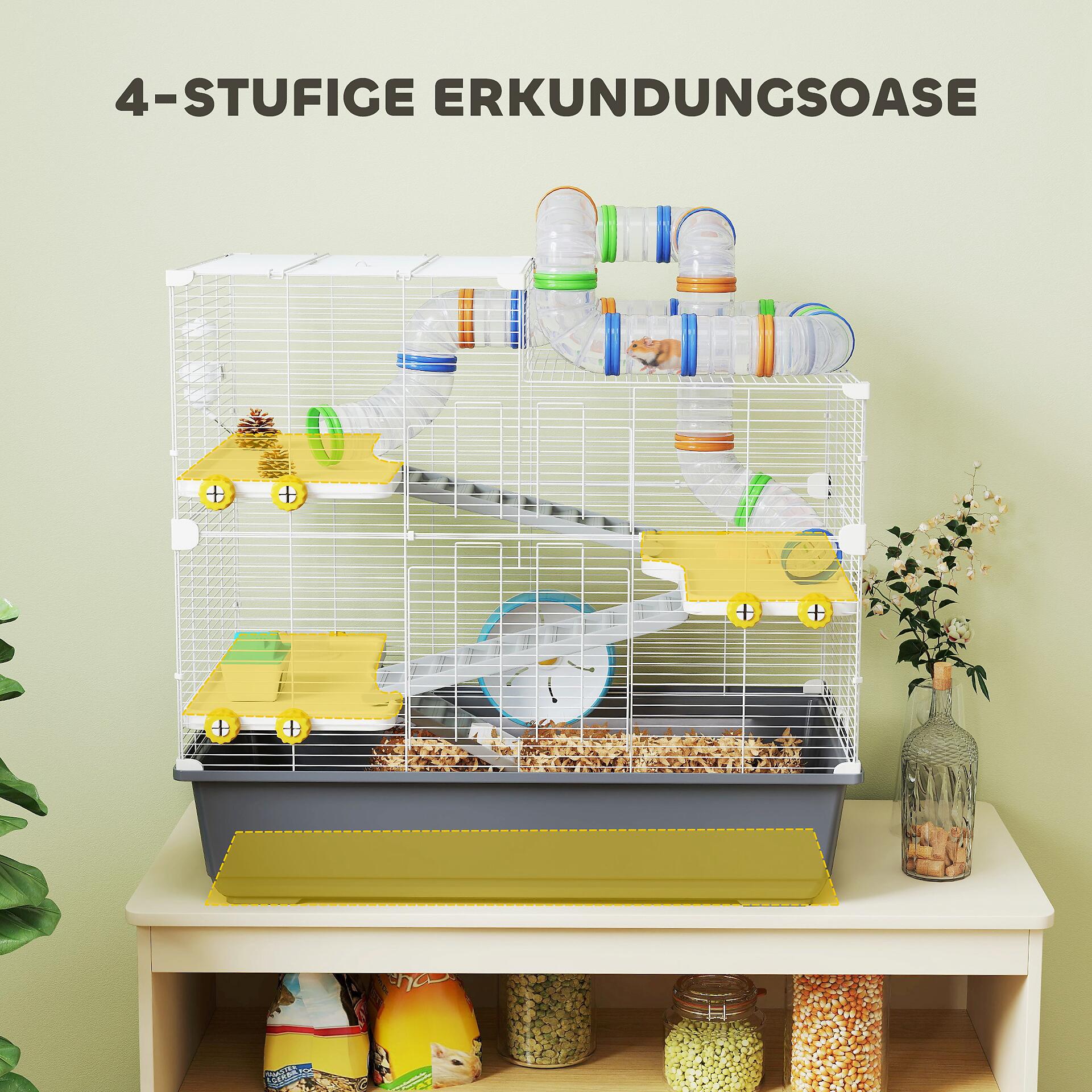 PawHut Hamsterkäfig grau Metall B/H/L: ca. 45x73x78 cm