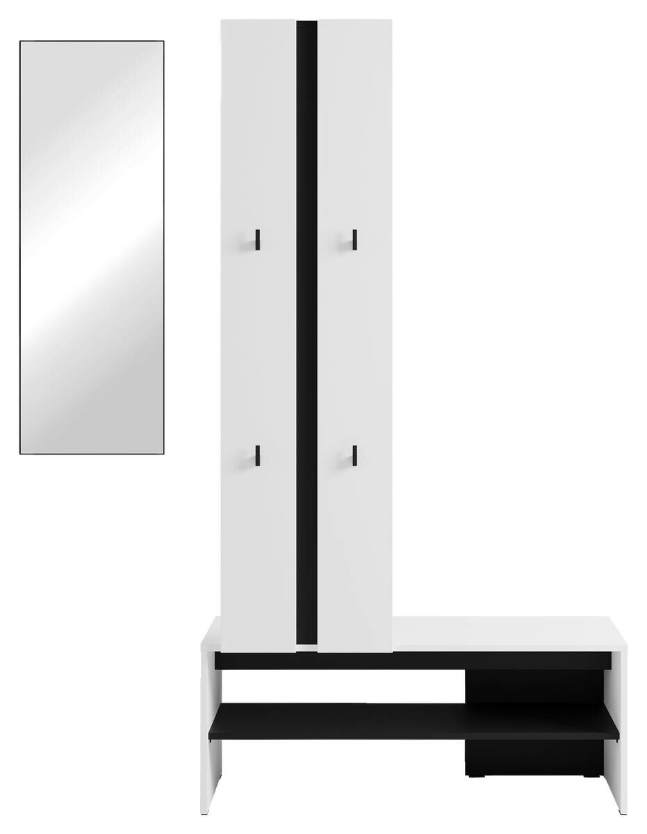 Garderobenset NANTE weiß schwarz B/H/T: ca. 100x186x40 cm