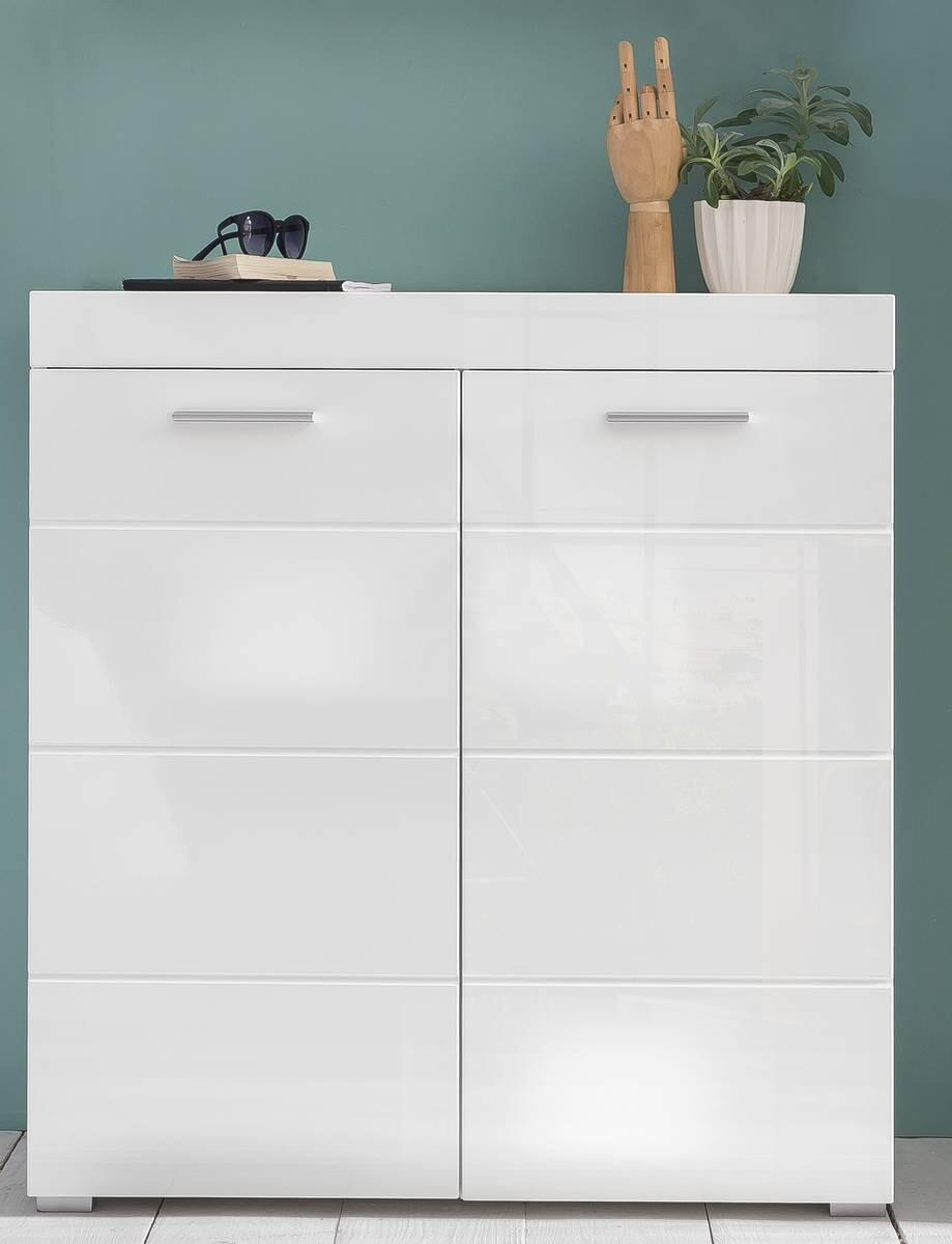 Schuhschrank Amanda weiß Hochglanz weiß B/H/T: ca. 91x97x38 cm
