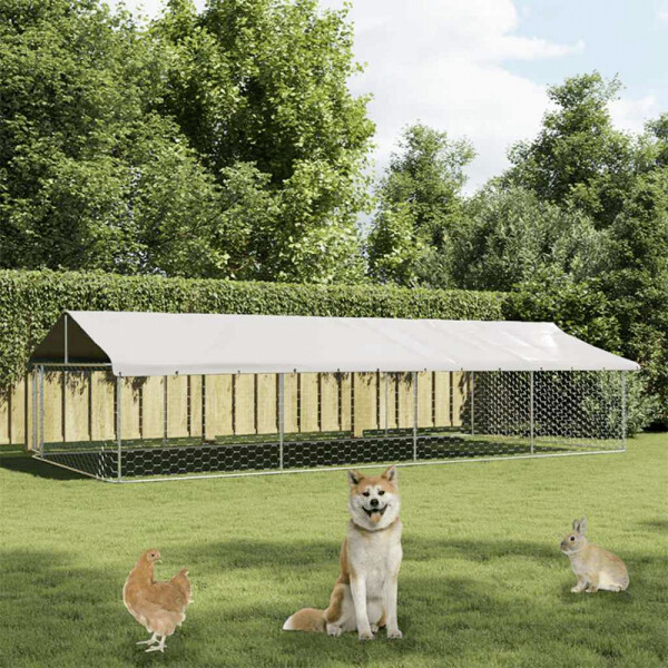 vidaXL Hundezwinger silber Stahl