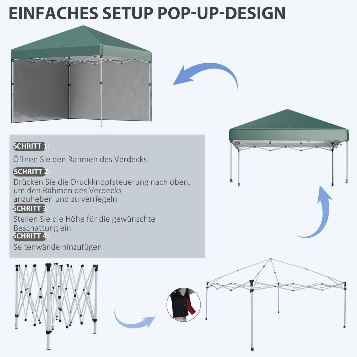Outsunny Pavillon grün Polyester B/H/L: ca. 297x288x297 cm