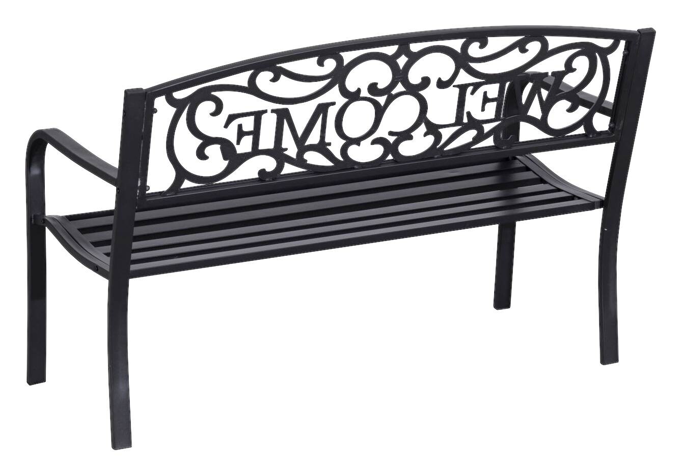 Outsunny Gartenbank schwarz Eisen B/H/L: ca. 60x85x126 cm