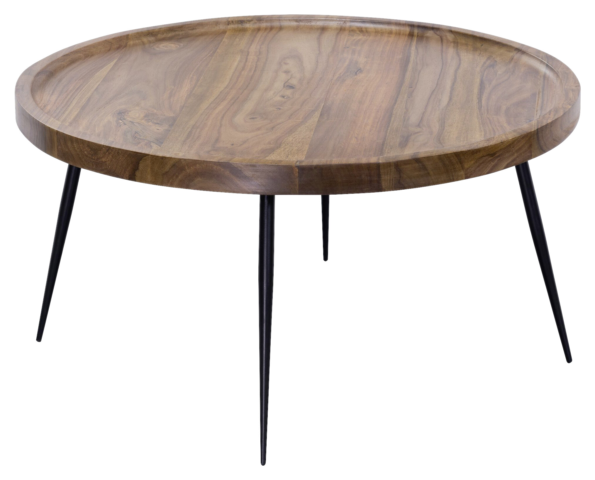 Wohnling Couchtisch natur schwarz Echtholz Eisen B/H/T: ca. 75x39x75 cm