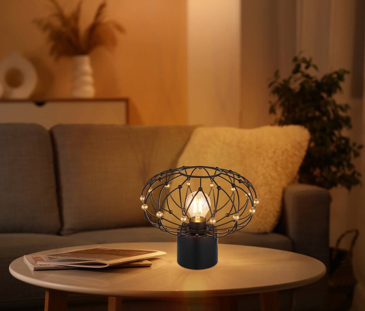 GLOBO Tischleuchte mattschwarz Metall H/D: ca. 25x28 cm E27 1 Brennstellen