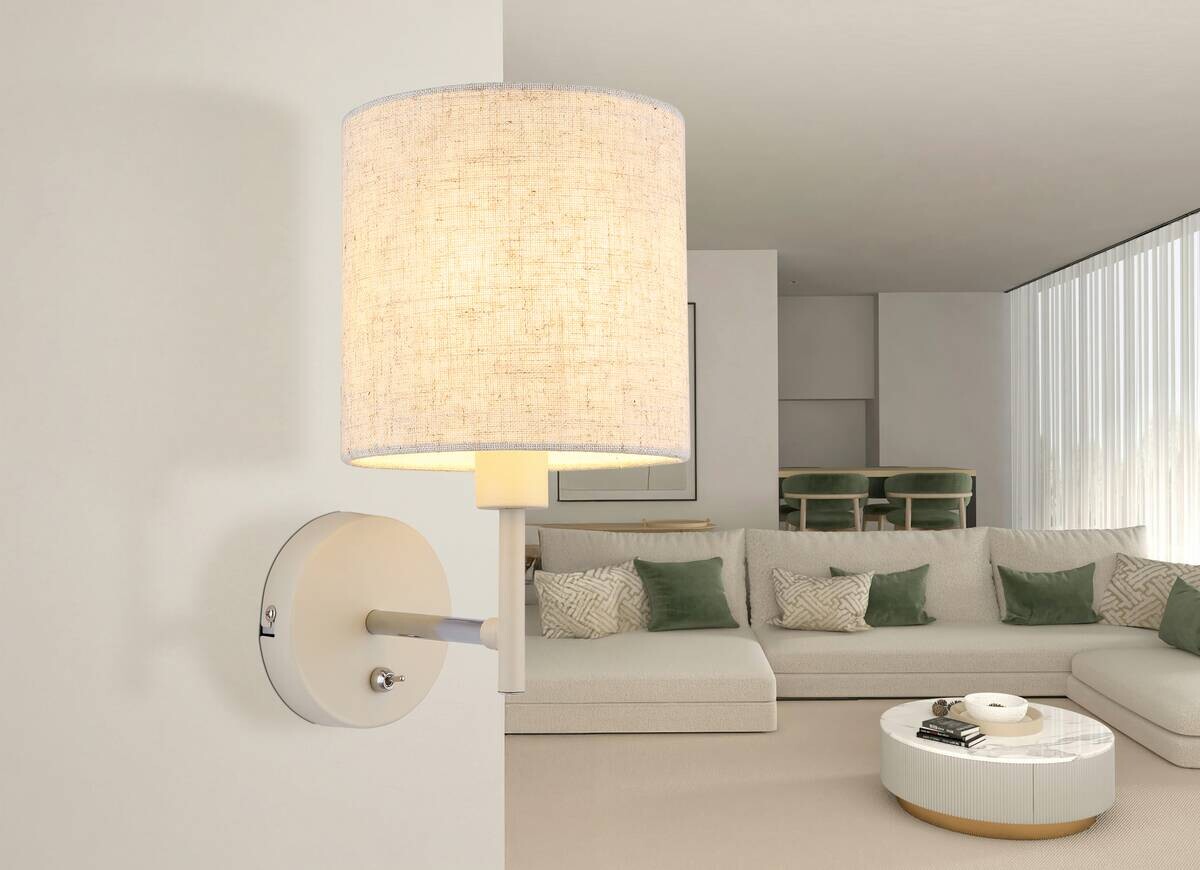 Wandleuchte sand Textil Metall B/H/L: ca. 20x26x15 cm