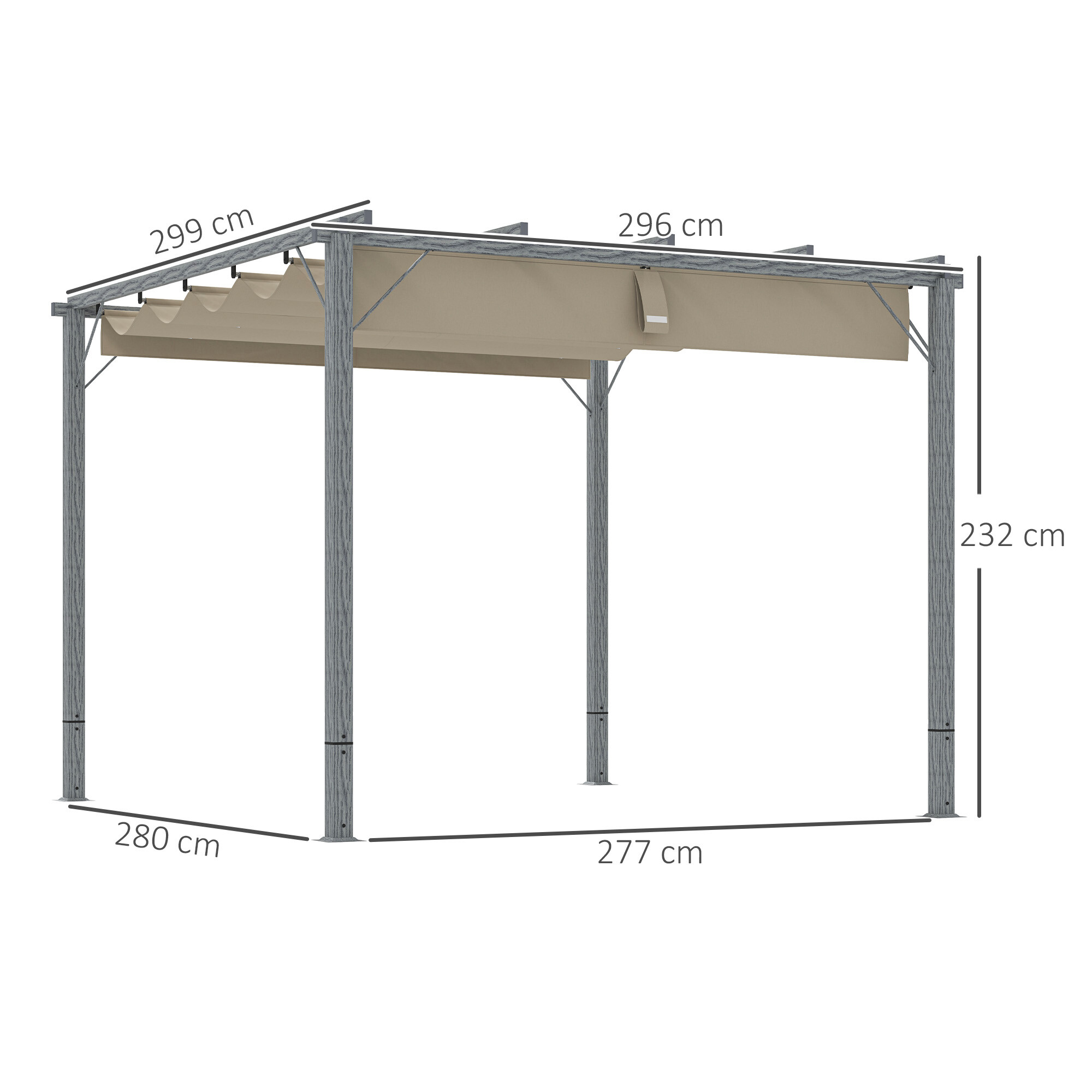 Outsunny Pergola grau Aluminium B/H/L: ca. 296x232x299 cm