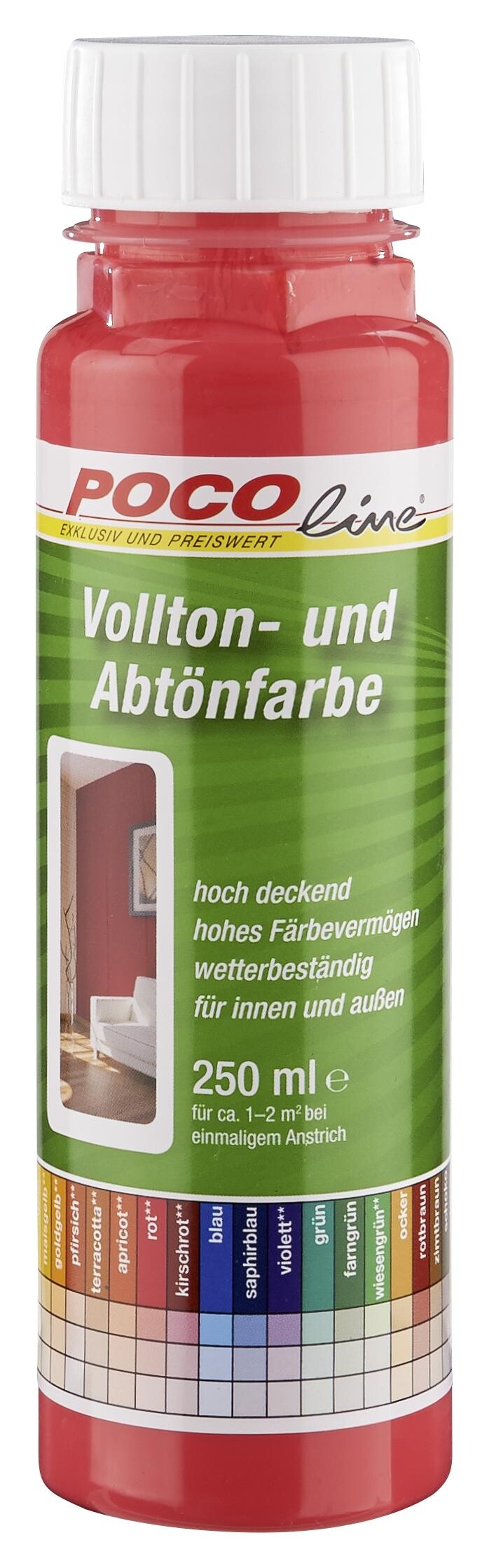 POCOline Vollton- und Abtönfarbe rot ca. 0,25 l