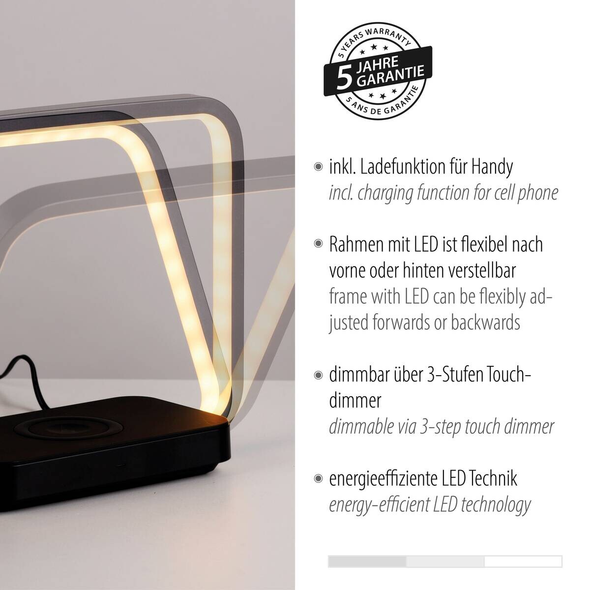 Just Light Tischleuchte Omari schwarz B/H/L: ca. 8x17,5x19,5 cm