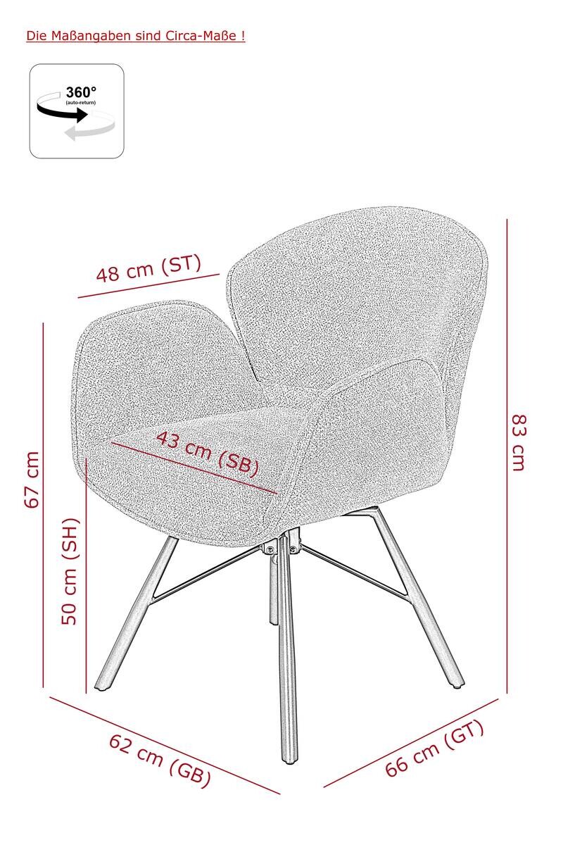 Sessel Bristol, 2er-Set anthrazit Metall Microfaser B/H/T: ca. 62x83x66 cm