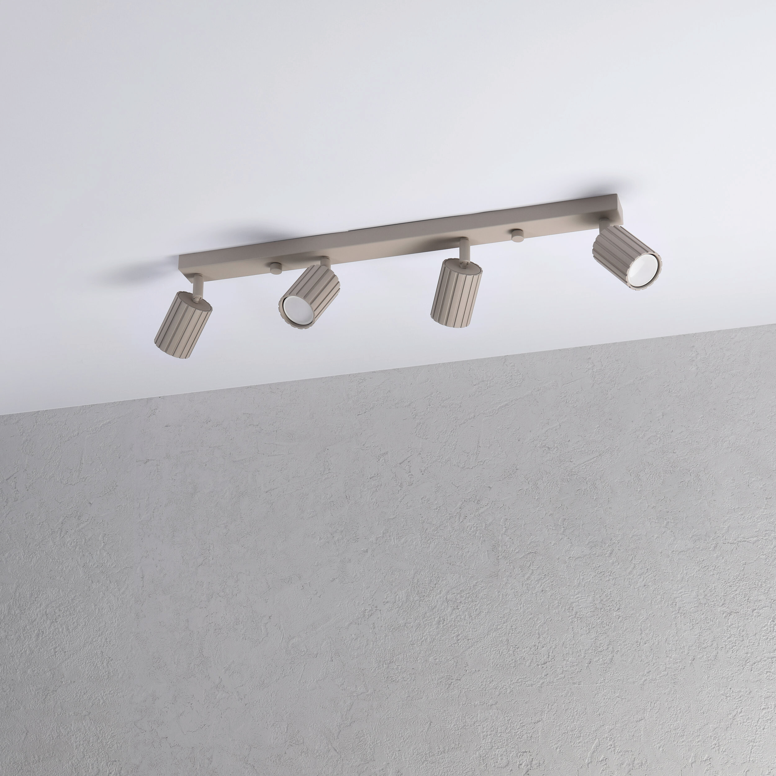 Lamkur Strahler Prisma beige Stahl B/H/L: ca. 6,5x16,5x81 cm 4 Brennstellen