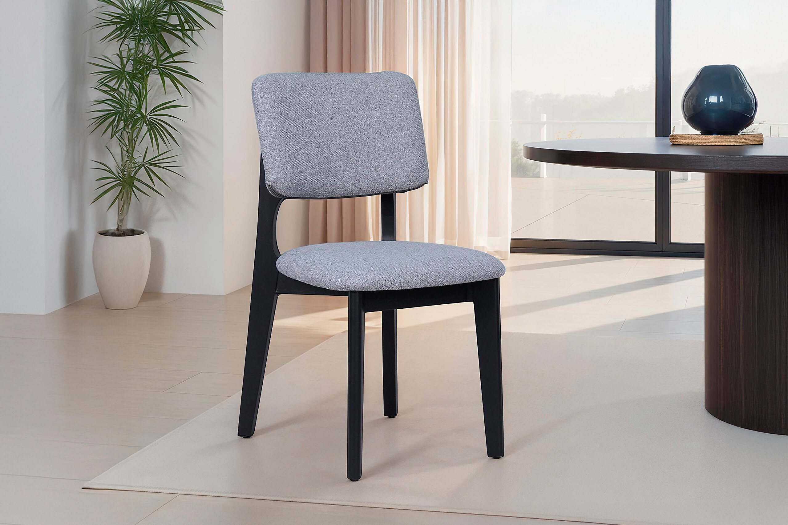 Stuhl ELSA, 2er-Set schwarz grau Webstoff B/H/T: ca. 48x87x54 cm