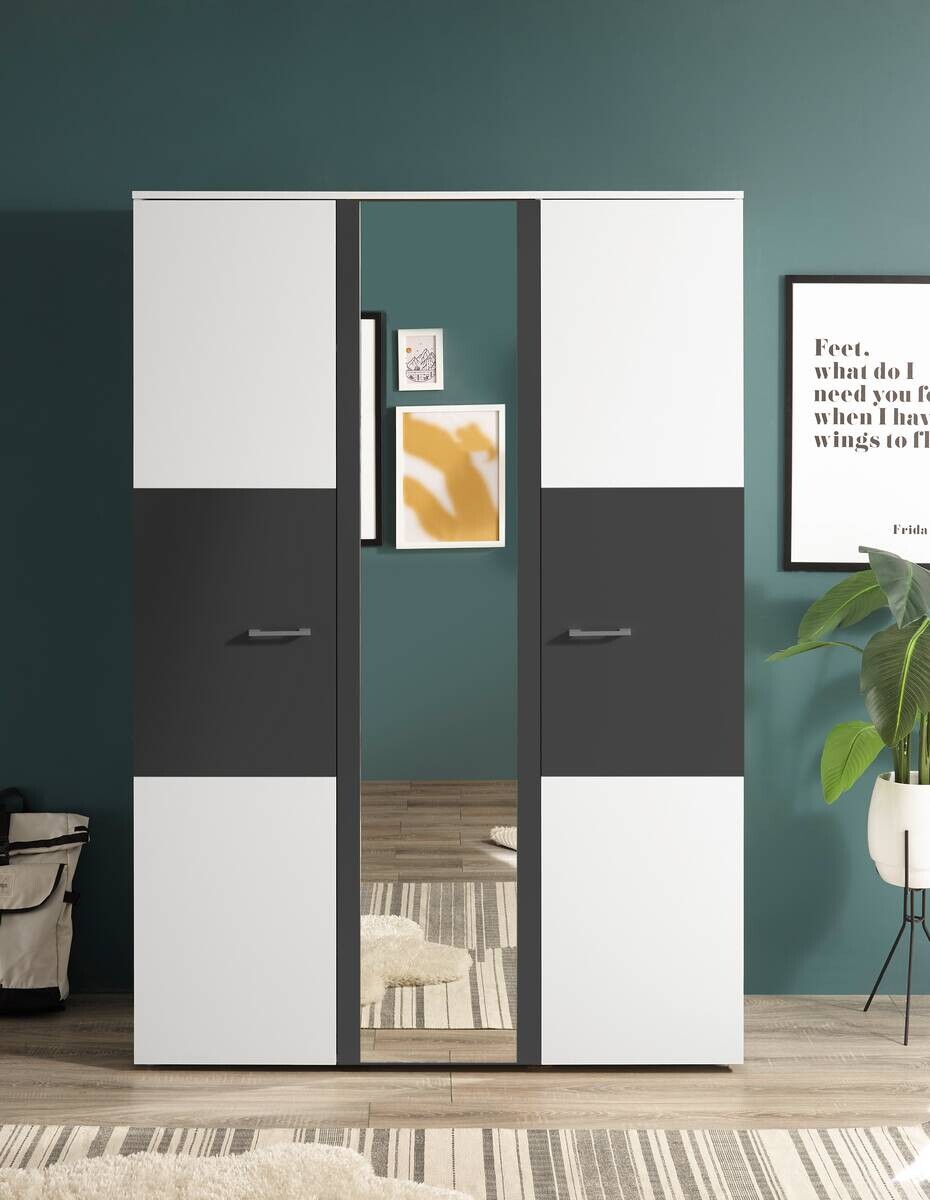 Kleiderschrank Alex weiß Graphit B/H/T: ca. 135x195x60 cm