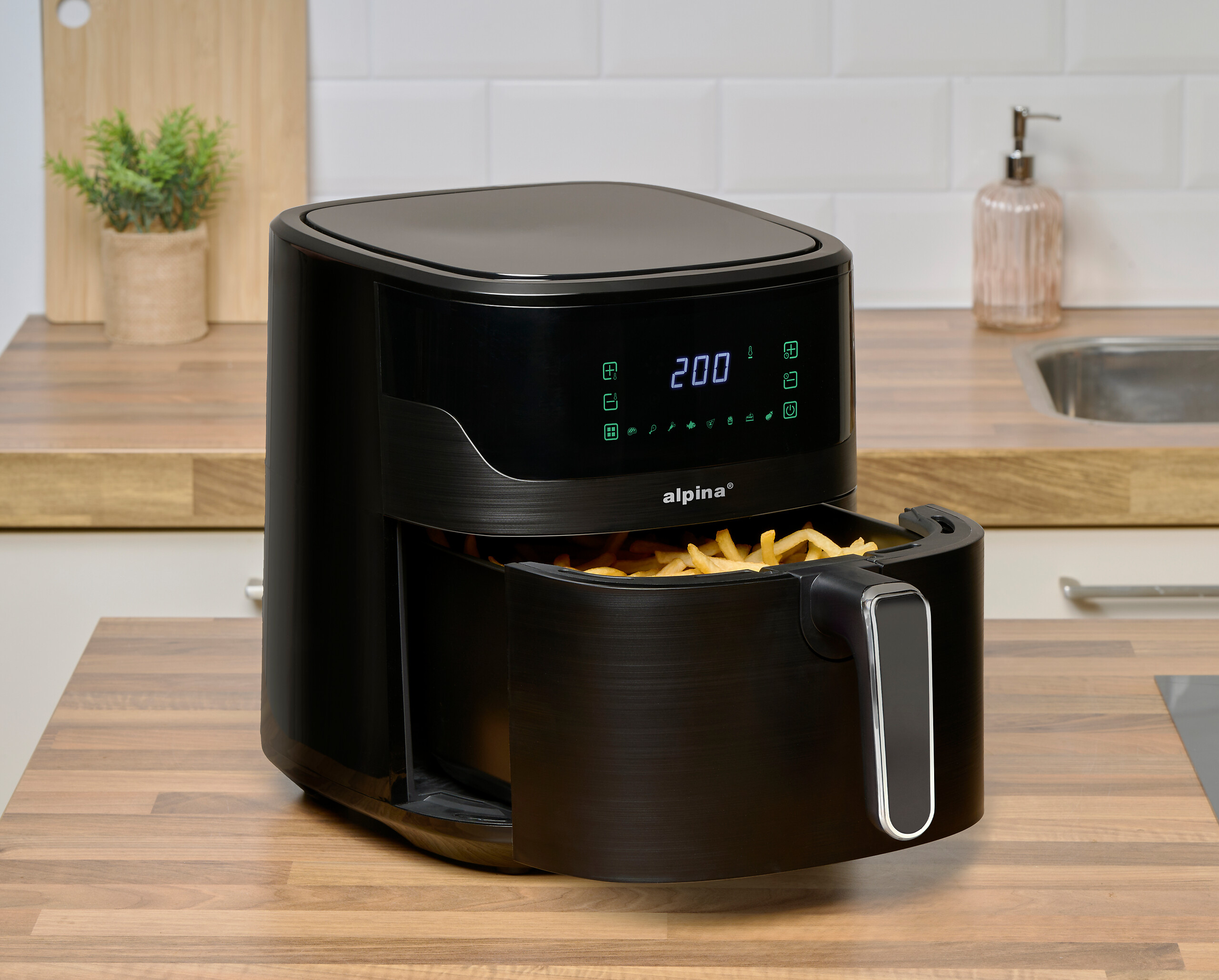 alpina Heißluftfritteuse 871125227218 schwarz Kunststoff B/H/L: ca. 33,4x36,5x43,4 cm ca. 6 l