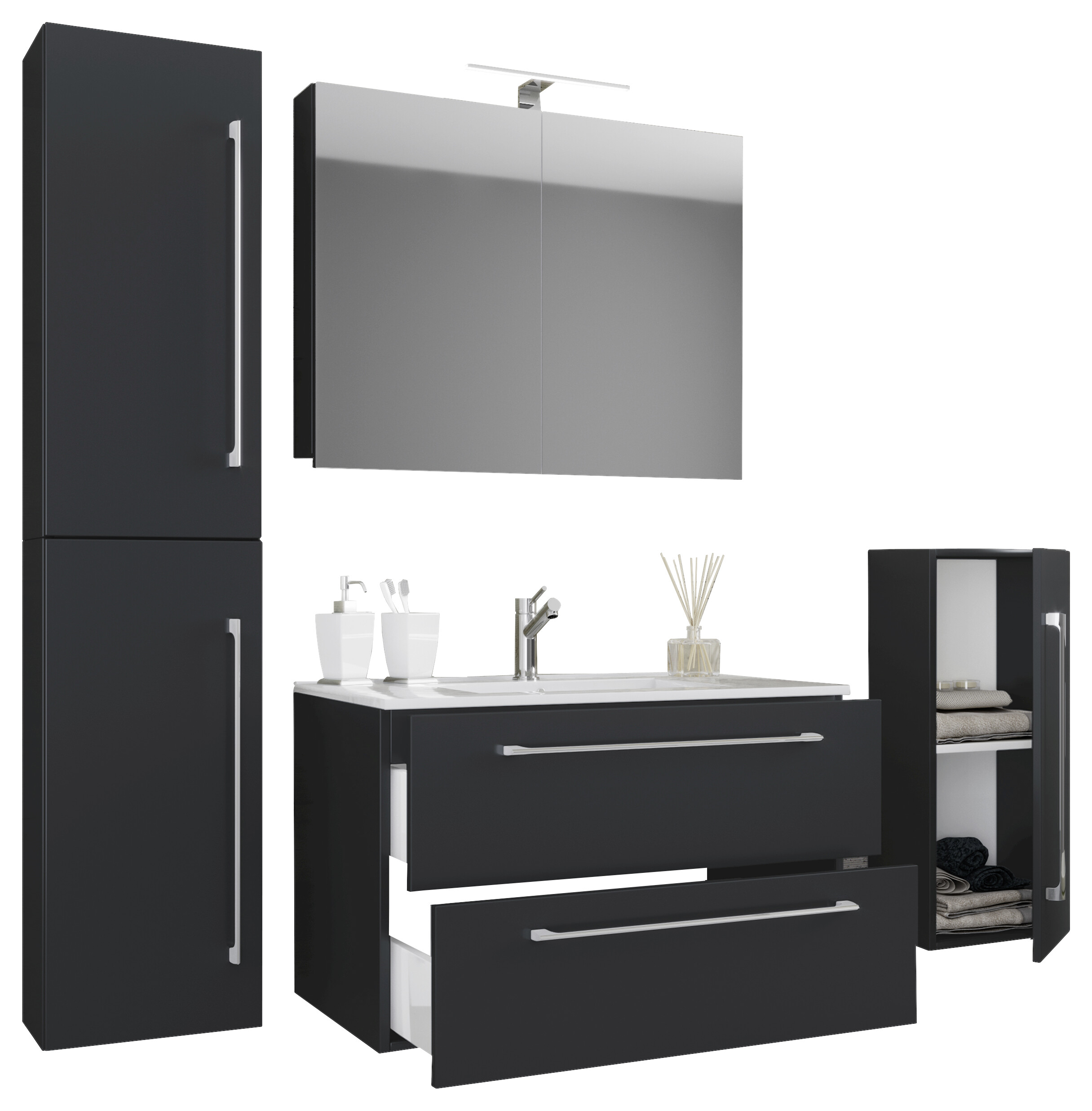 Waschplatz 5tlg-Badinos schwarz B/H/T: ca. 60x50x46 cm