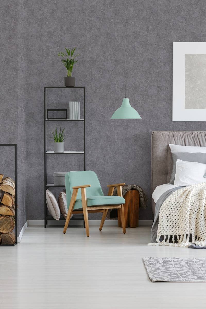 Vliestapete Uni grauschwarz B/L: ca. 53x1005 cm