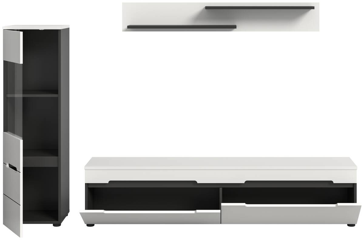 Wohnwand Canu basaltgrau weiß B/H/T: ca. 221x141x33 cm