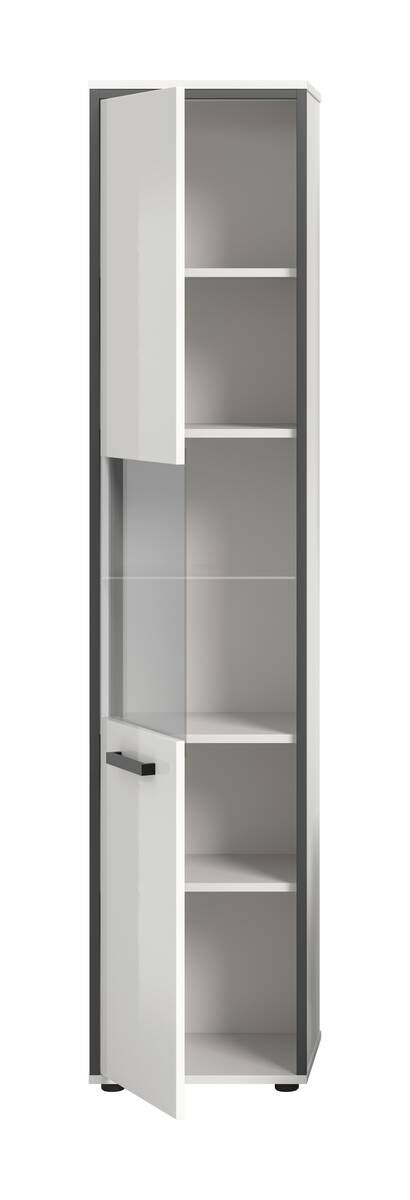 Midischrank KOJAK weiß Hochglanz anthrazit grau B/H/T: ca. 40x188x34 cm