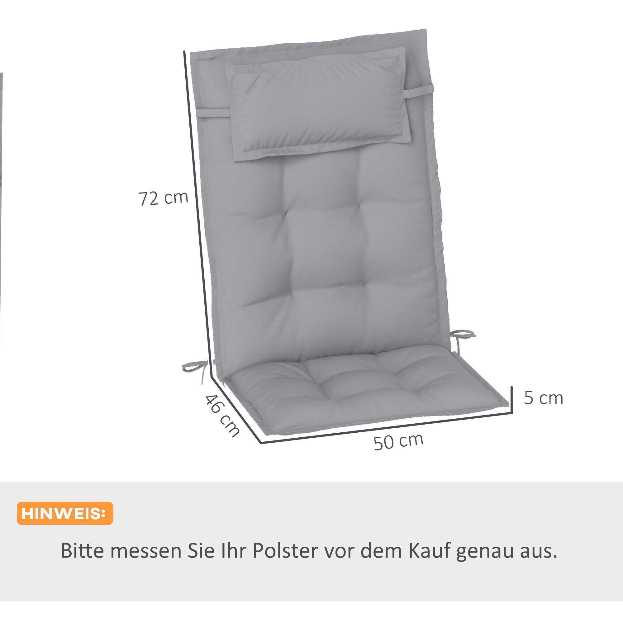 Outsunny Liegenauflage 2er Set hellgrau Polyester B/H/L: ca. 50x5x116 cm