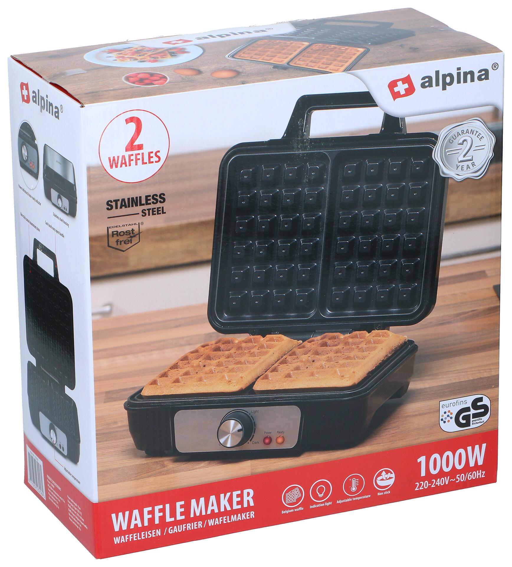 alpina Waffelautomat schwarz Alu B/H/L: ca. 24x10x24 cm