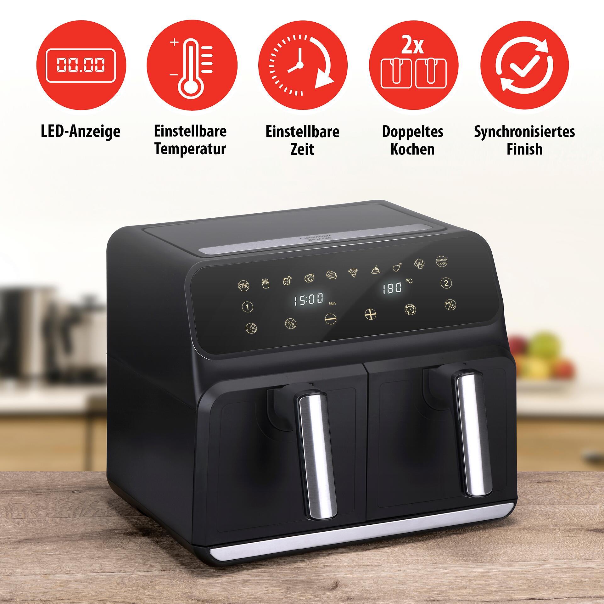 alpina Heißluftfritteuse 871125224012 schwarz Kunststoff B/H/L: ca. 38x36x32 cm ca. 8 l