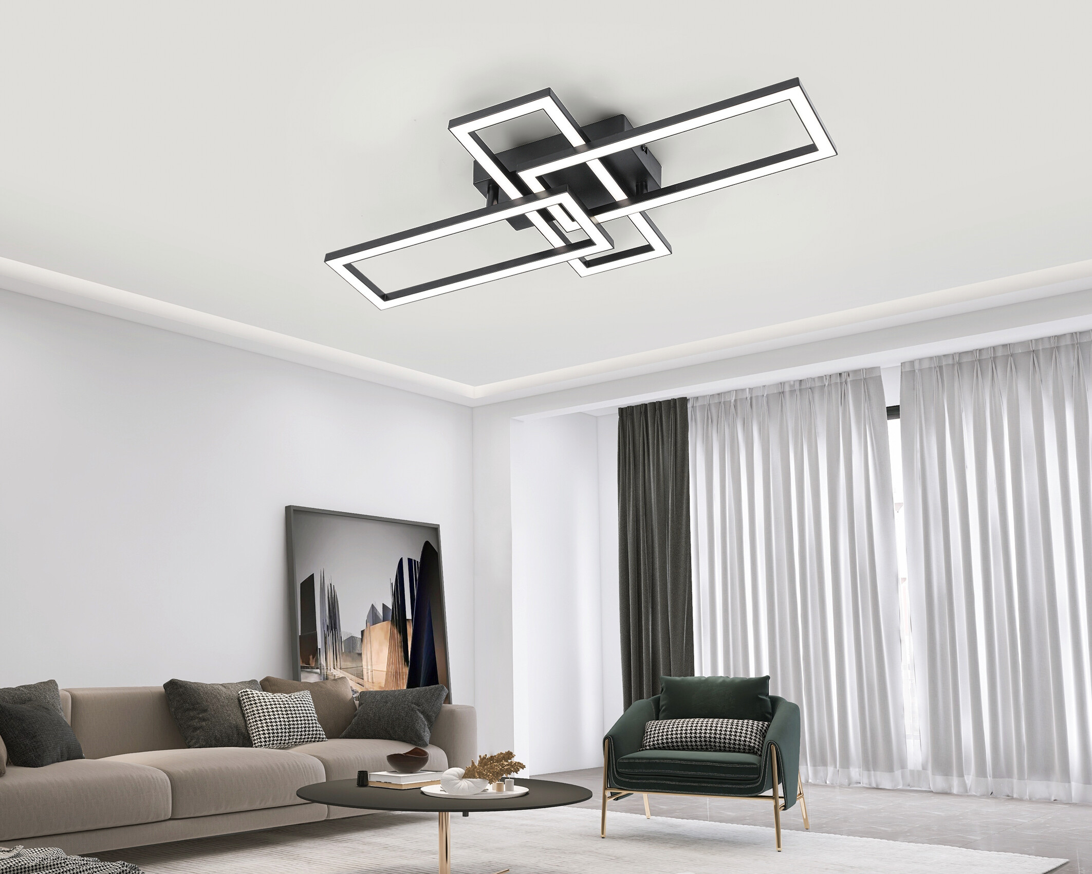 Nolo Deckenleuchte Tahnee schwarz Kunststoff B/H/L: ca. 35x8x64 cm