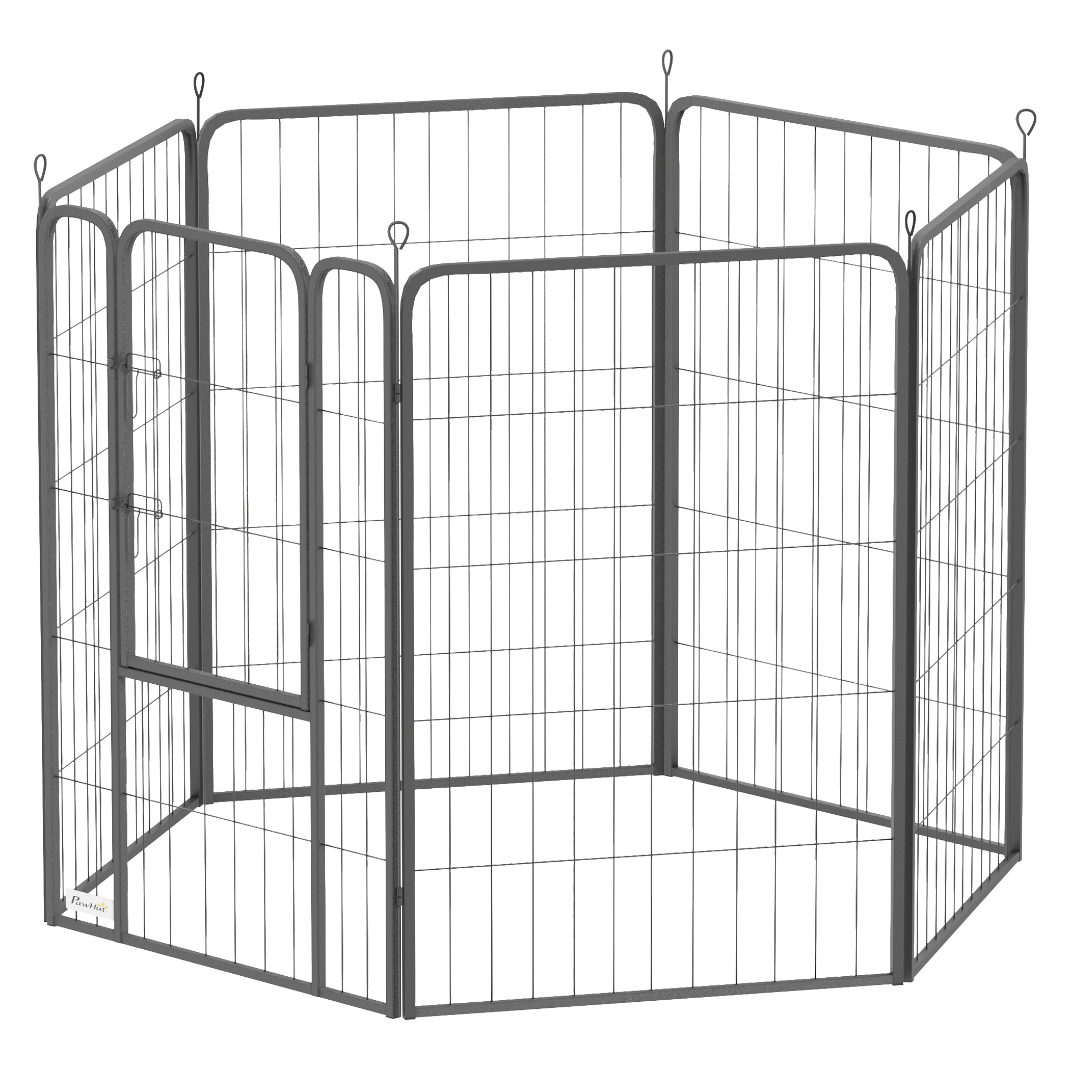 PawHut Welpenlaufstall schwarz Stahl B/H/L: ca. 68x100x136 cm