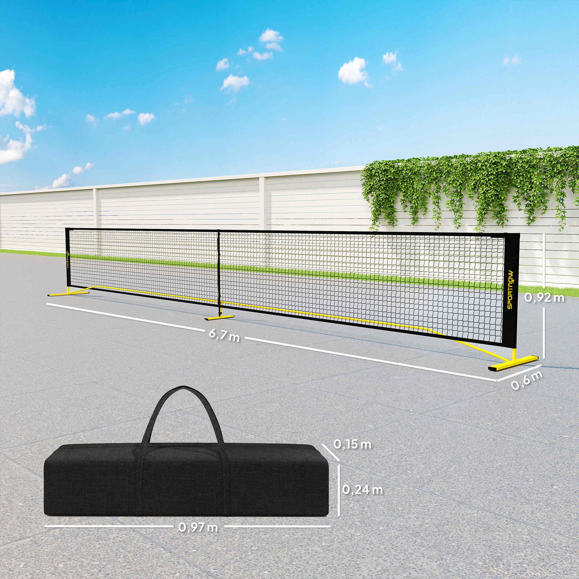 SPORTNOW Pickleball-Netz gelb B/H/L: ca. 60x92x670 cm