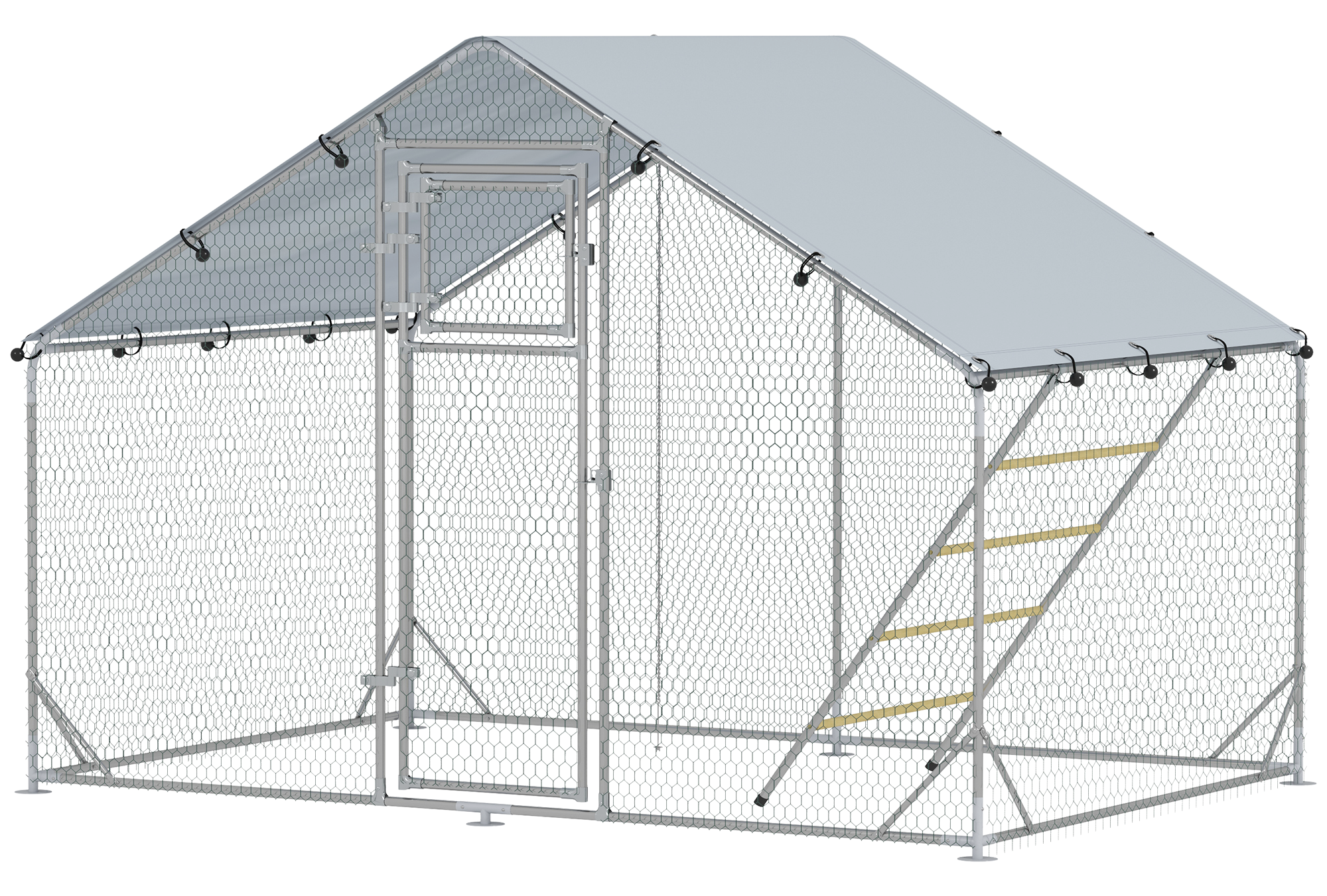 PawHut Hühnerstall silber Stahl B/H/L: ca. 200x195x300 cm