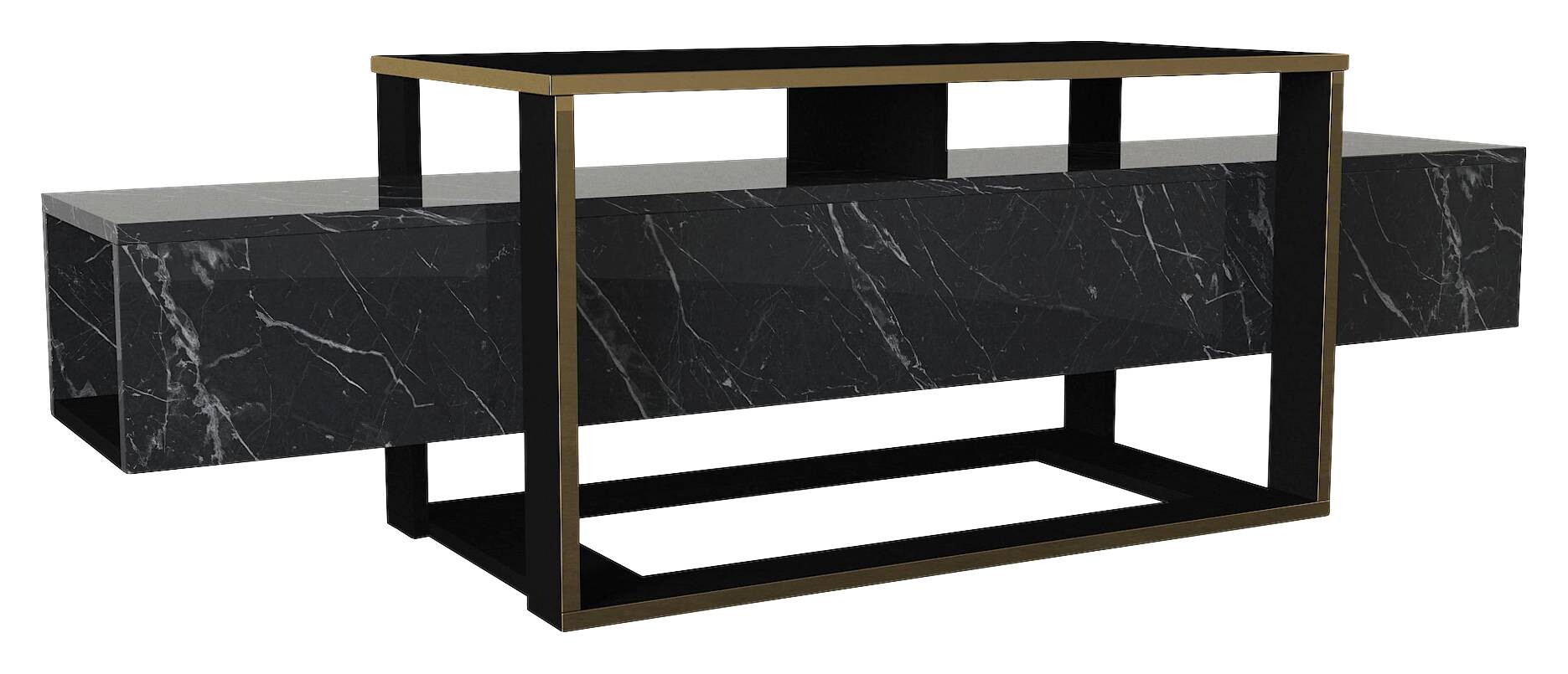 TV-Lowboard Bianco Marmoroptik B/H/T: ca. 160x49,8x46,1 cm