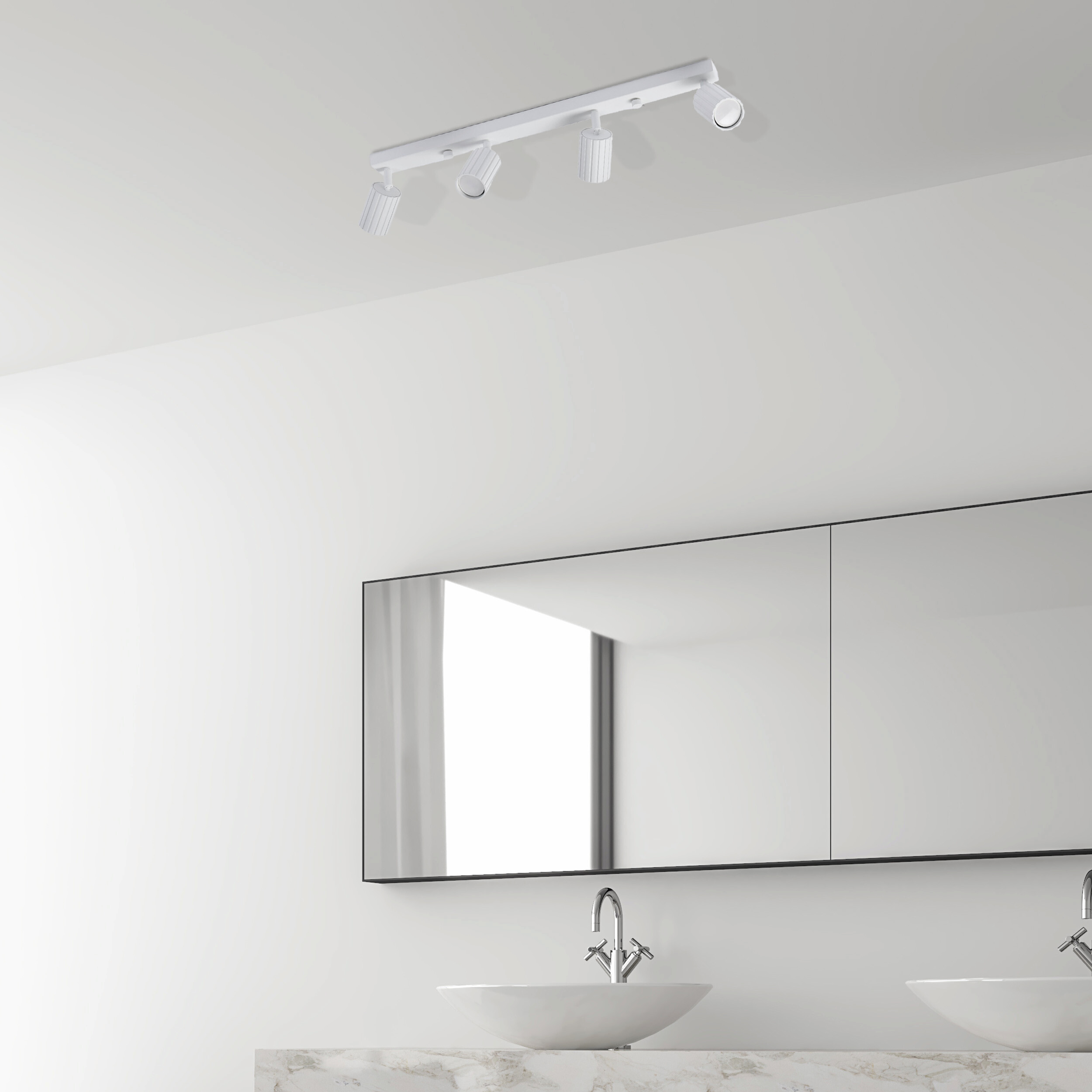 Lamkur Strahler Prisma weiß Stahl B/H/L: ca. 6,5x16,5x81 cm 4 Brennstellen