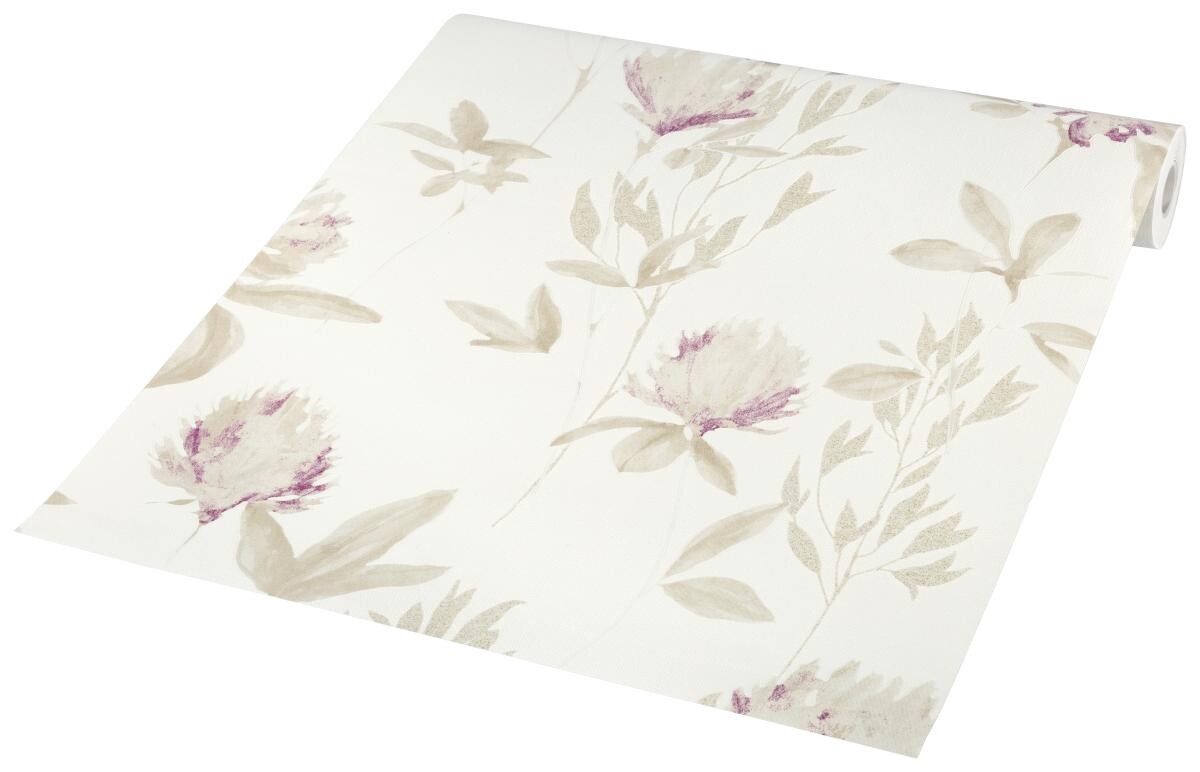 Vliestapete Blumen beige rot B/L: ca. 53x1005 cm