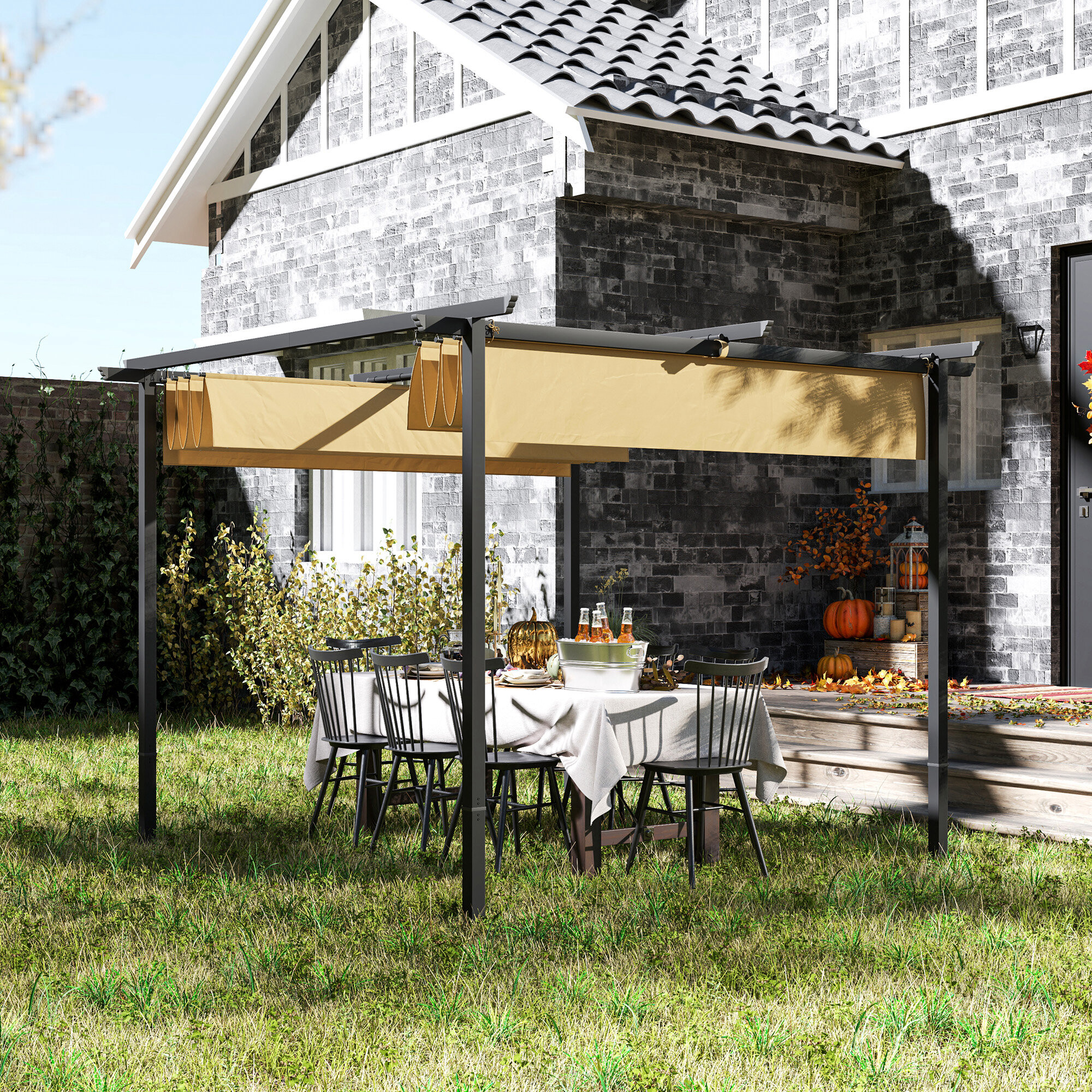 Outsunny Pergola beige Metall B/H/L: ca. 300x227x300 cm