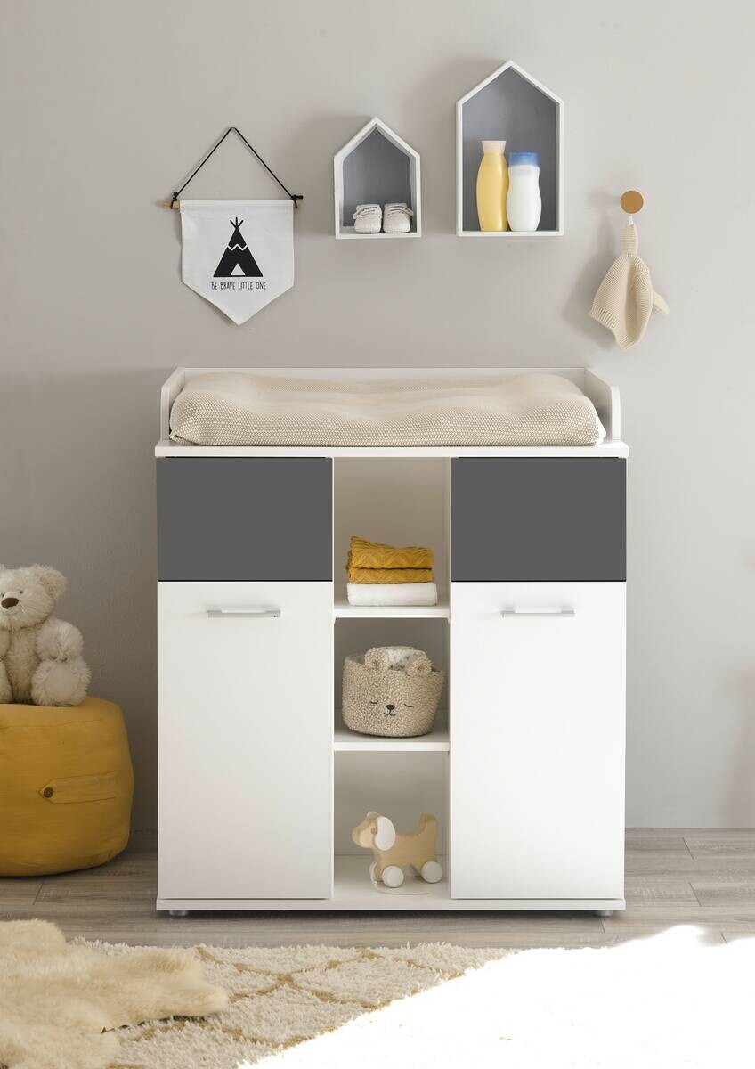 Wickelkommode Alex weiß Graphit B/H/T: ca. 89x101x78 cm