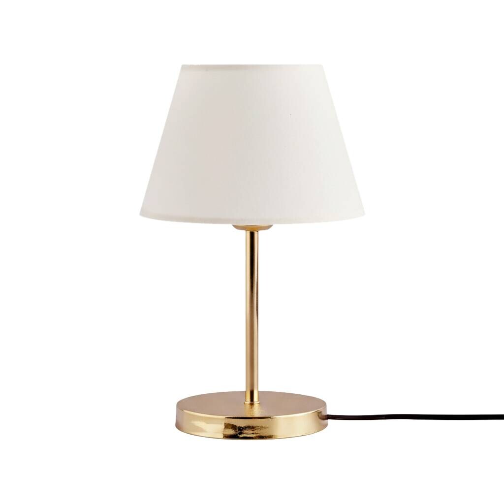 Opviq Tischleuchte weiß gold Metall Stoff B/H/L: ca. 22x37x22 cm E27 1 Brennstellen