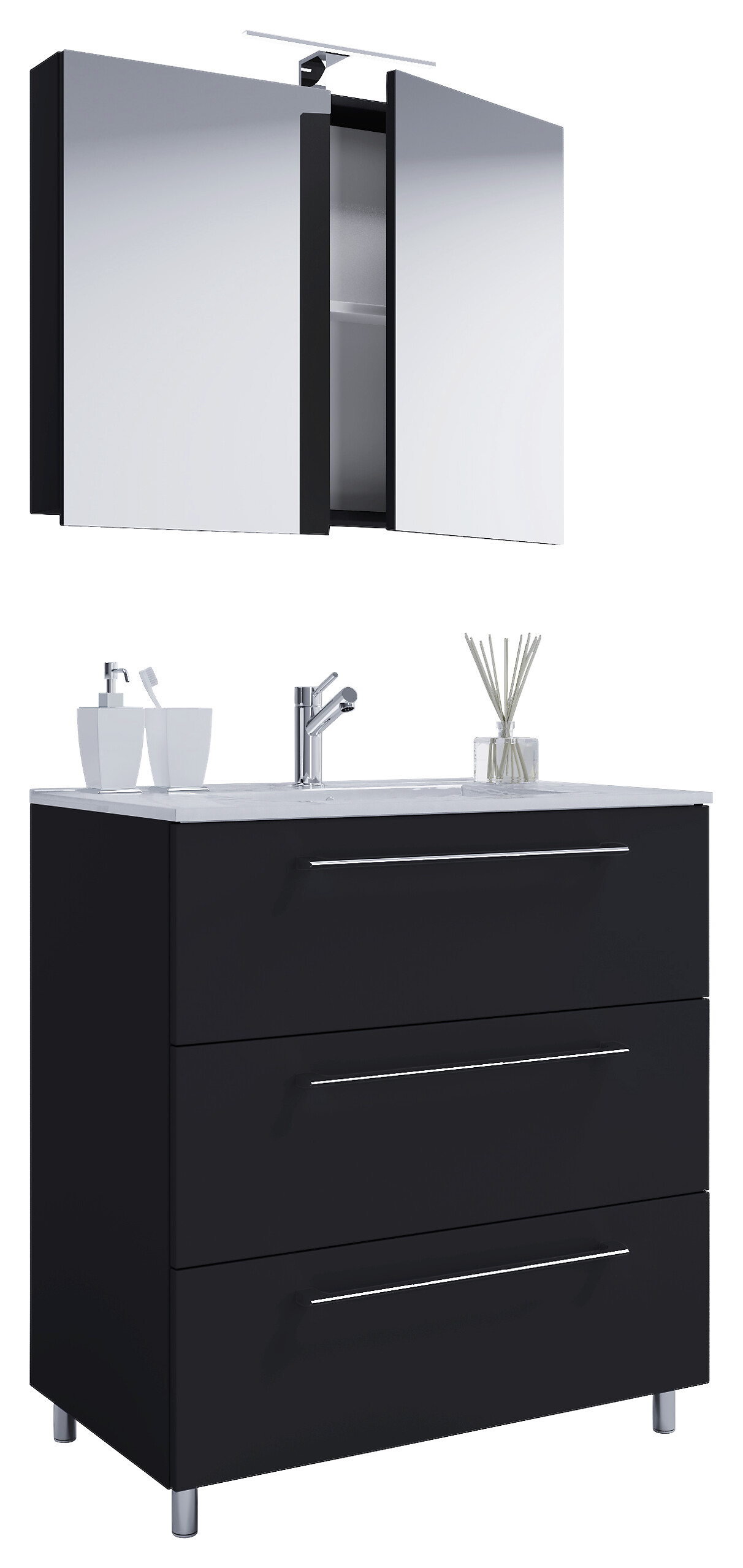 Waschplatz 3tlg-Schubo schwarz B/H/T: ca. 80x86x46 cm