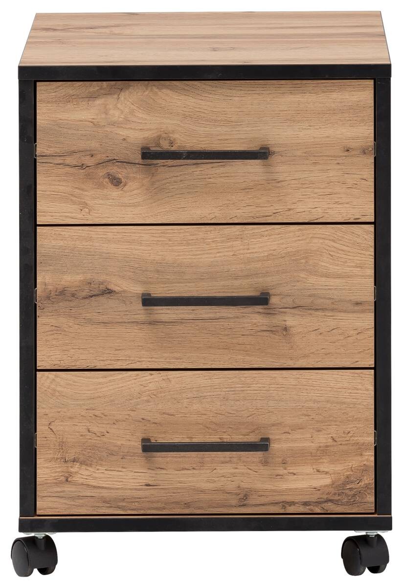 Rollcontainer Serie 2000 Eiche Landhaus Nachbildung B/H/T: ca. 40,1x57x50 cm