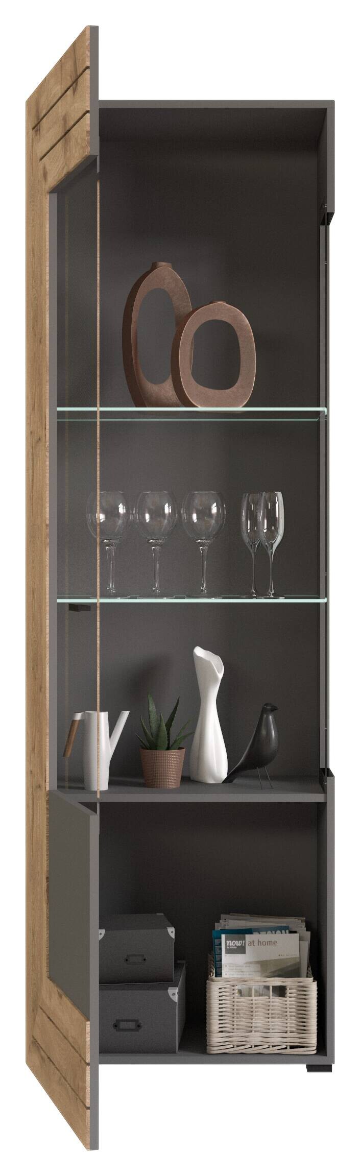 Wohnwand Freno grau matt Eiche Nox Oak Nachbildung B/H/T: ca. 350x195x40 cm