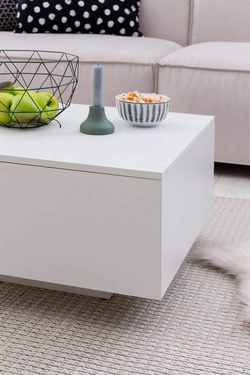 Wohnling Couchtisch weiß Holzwerkstoff B/H/T: ca. 60x35,5x60 cm