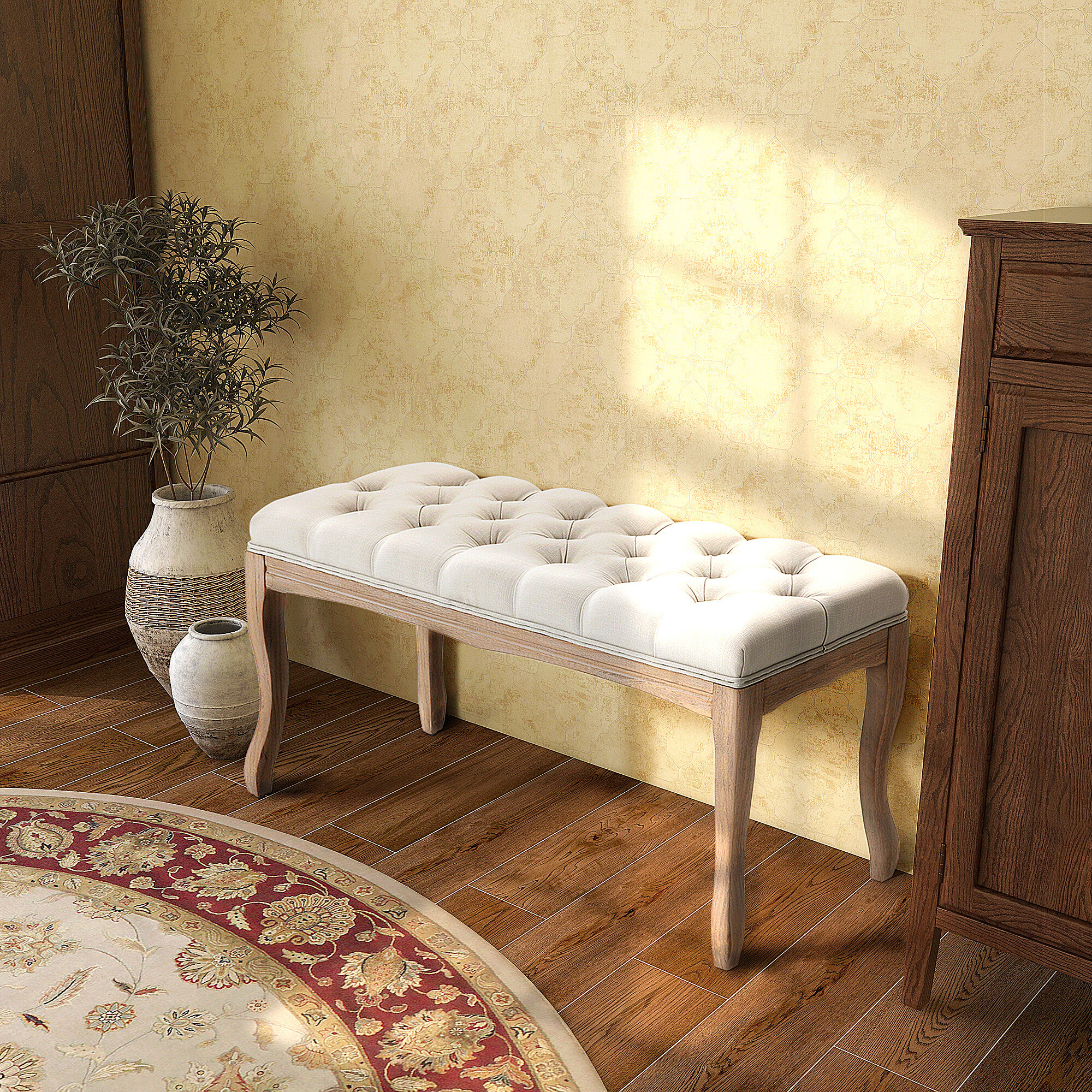 Polsterbank 837-178BG beige B/H/T: ca. 110x48x40 cm