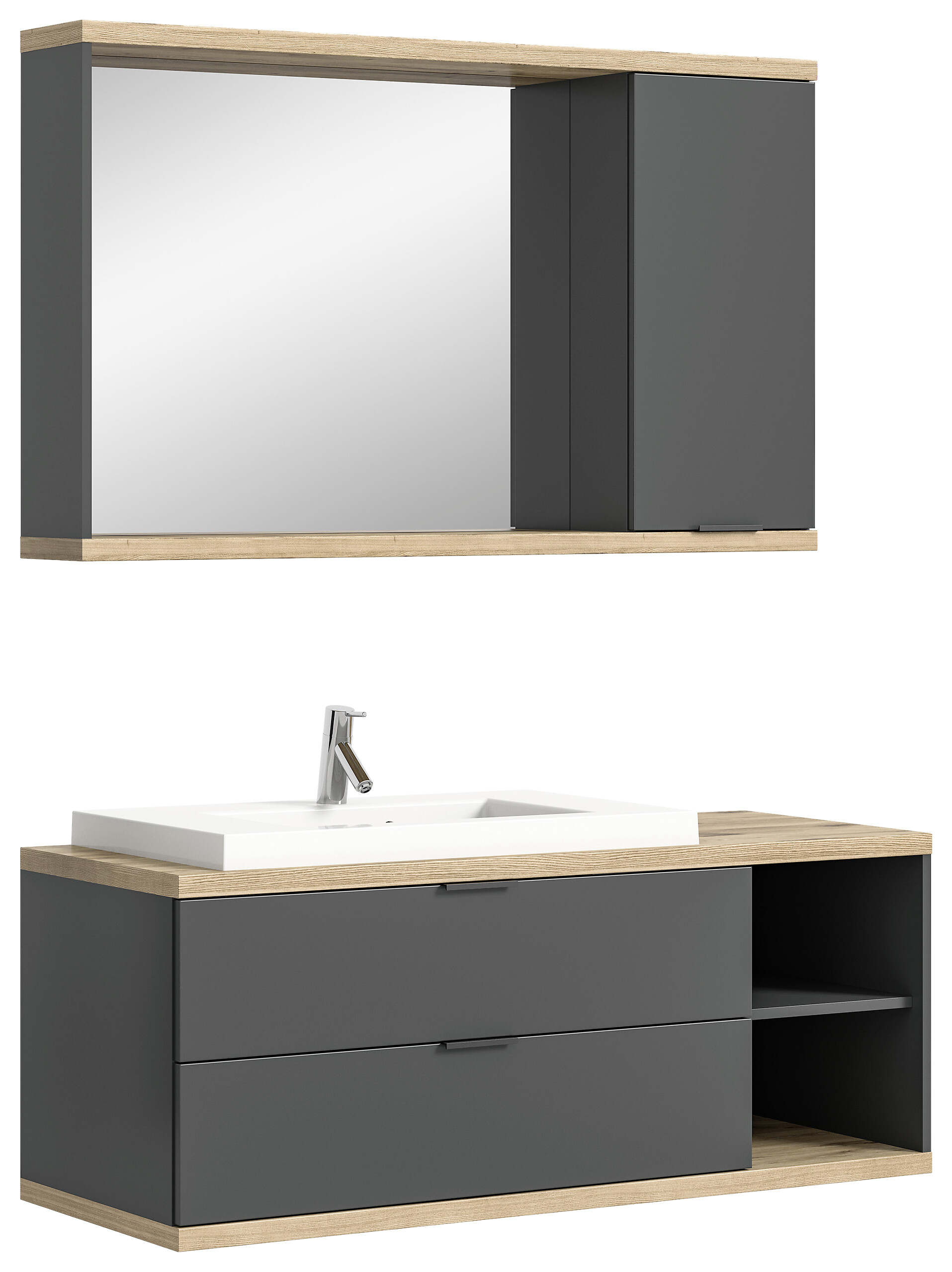 Badezimmer-Set Nuaro anthrazit Nox Oak Nachbildung B/H/T: ca. 130x190x31 cm