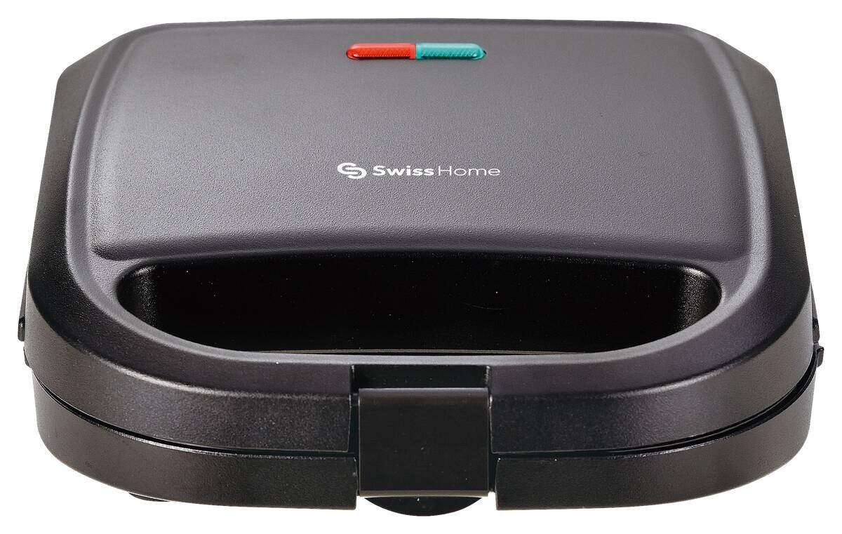 SWISS HOME Sandwichmaker schwarz Edelstahl B/H/L: ca. 11,5x24,5x24 cm