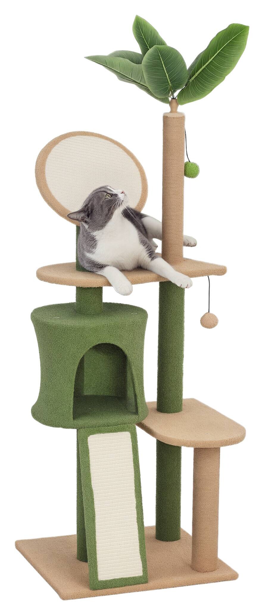 PawHut Kratzbaum grün Polyester B/H/L: ca. 44x139x48 cm