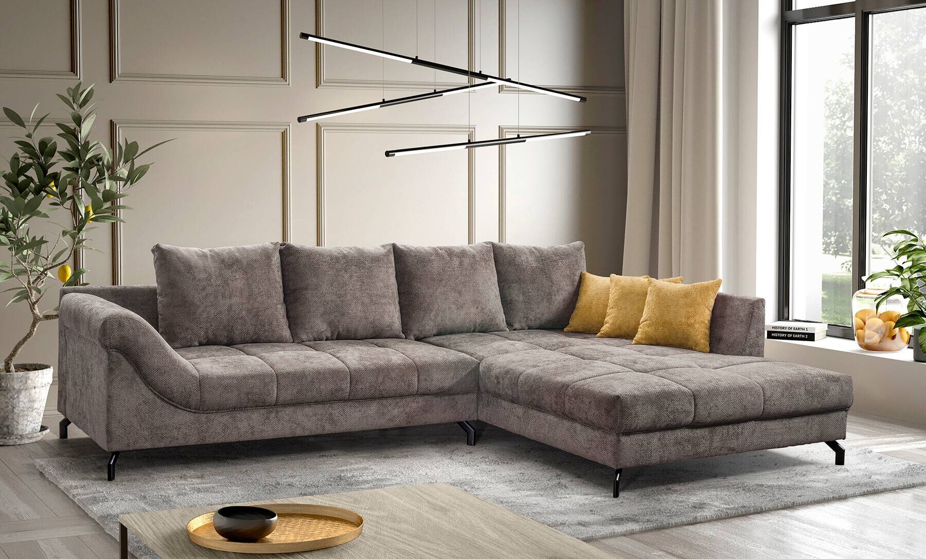 Ecksofa stone Microfaser B/H/T: ca. 306x92x203 cm