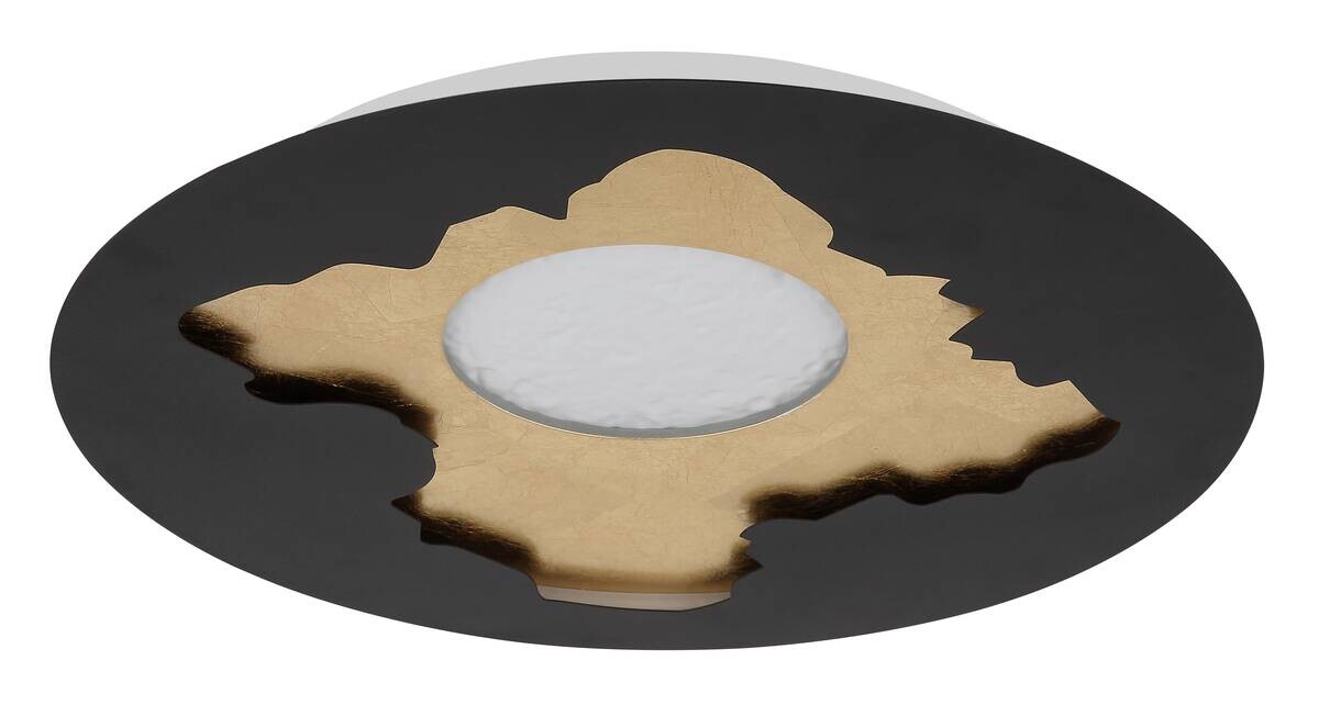 GLOBO LED-Deckenleuchte mattschwarz gold Opal Metall Acryl H/D: ca. 4,9x45 cm 1 Brennstellen