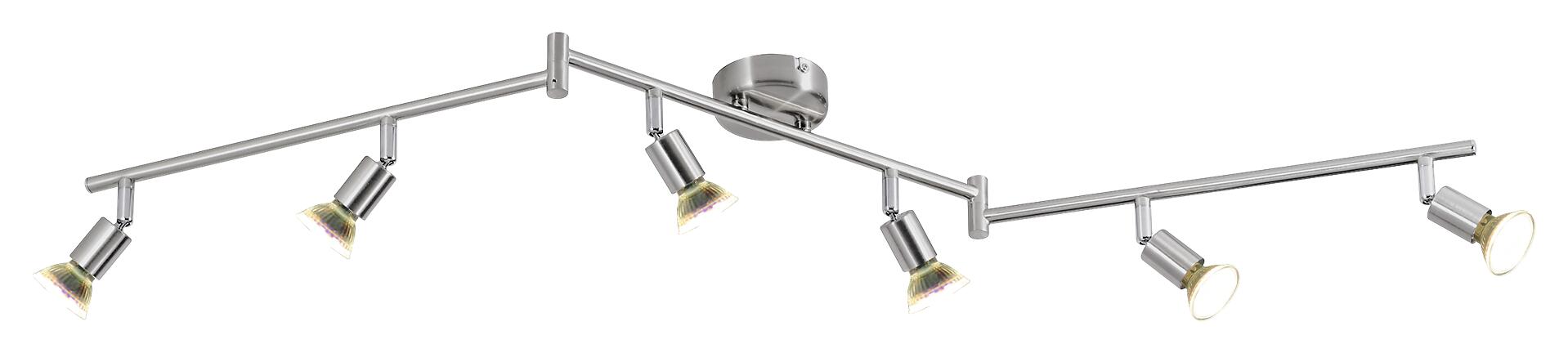 POCOline Spotbalken Boris nickel B/H/L: ca. 120x9x10 cm 6 Brennstellen