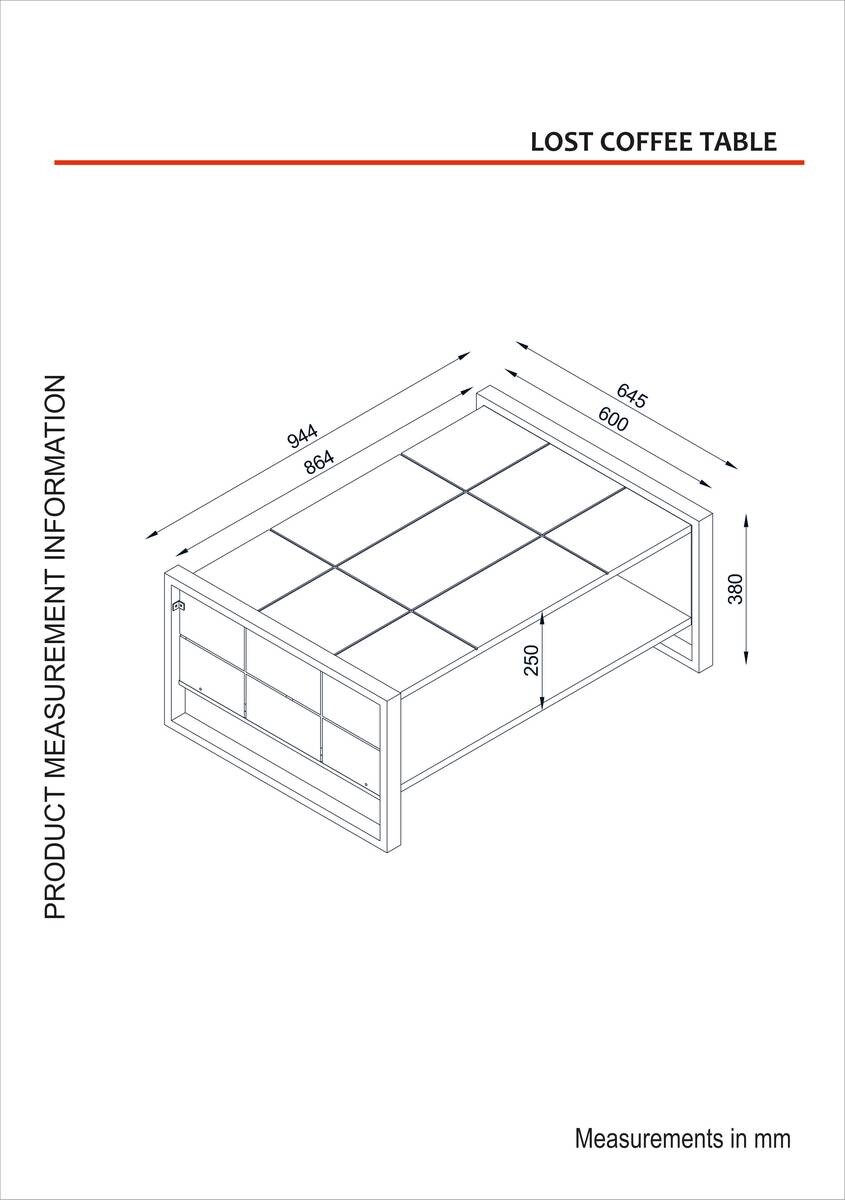 Couchtisch Lost walnuss Nachbildung B/H/T: ca. 94,4x38x64,5 cm