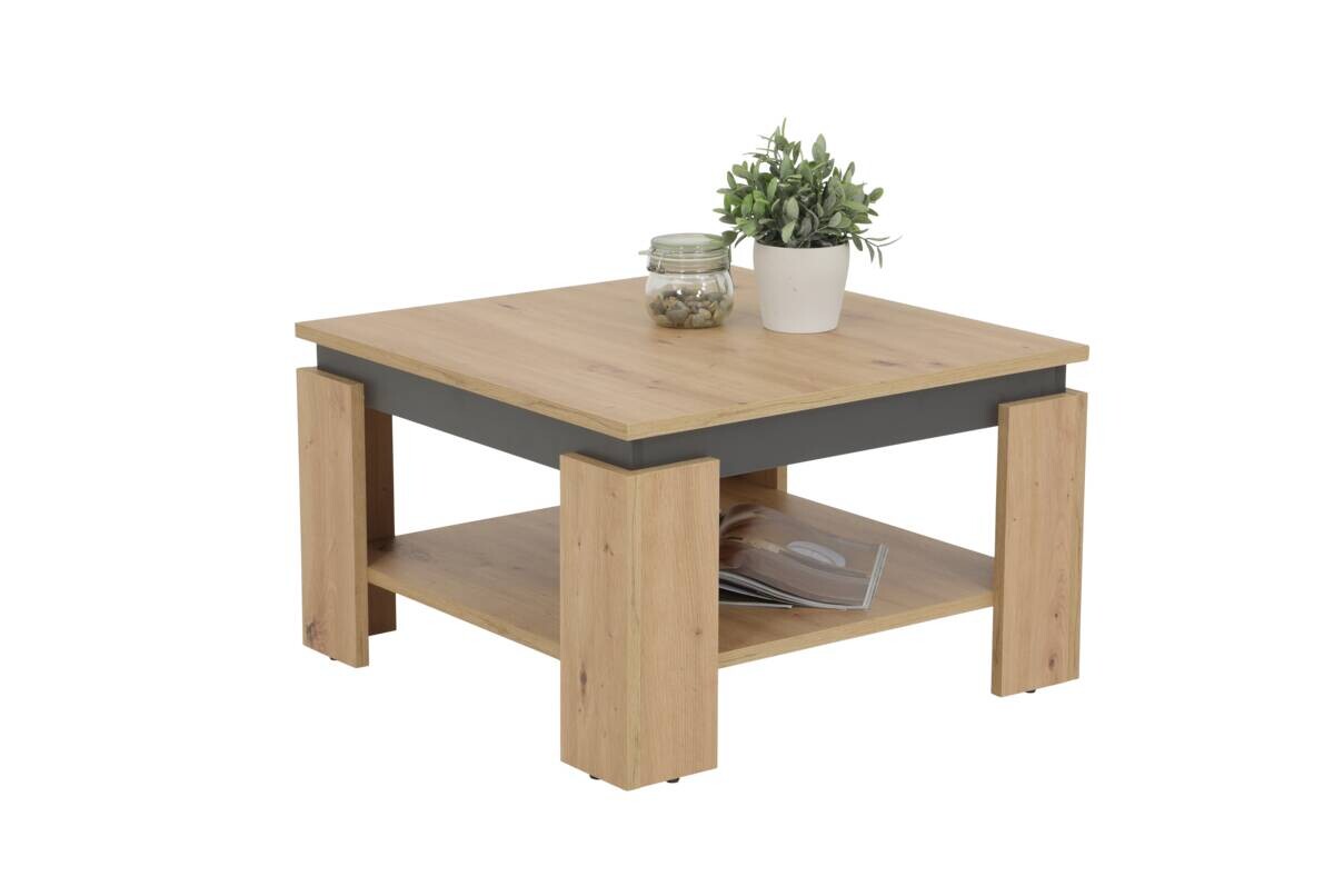 Hela Couchtisch Tim III Eiche anthrazit Holzwerkstoff B/H/T: ca. 68x41x68 cm