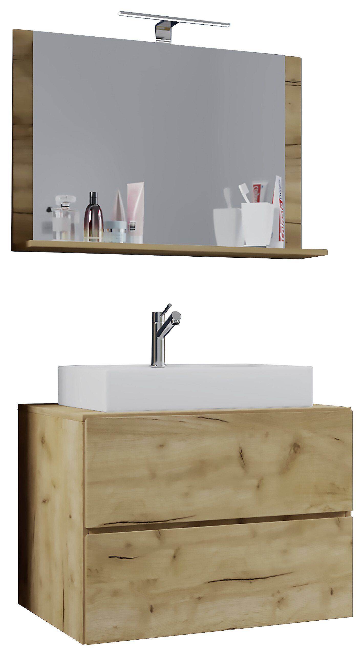 Waschplatz 3tlg-Lendas weiß Eiche Honig Nachbildung B/H/T: ca. 60x52x52 cm