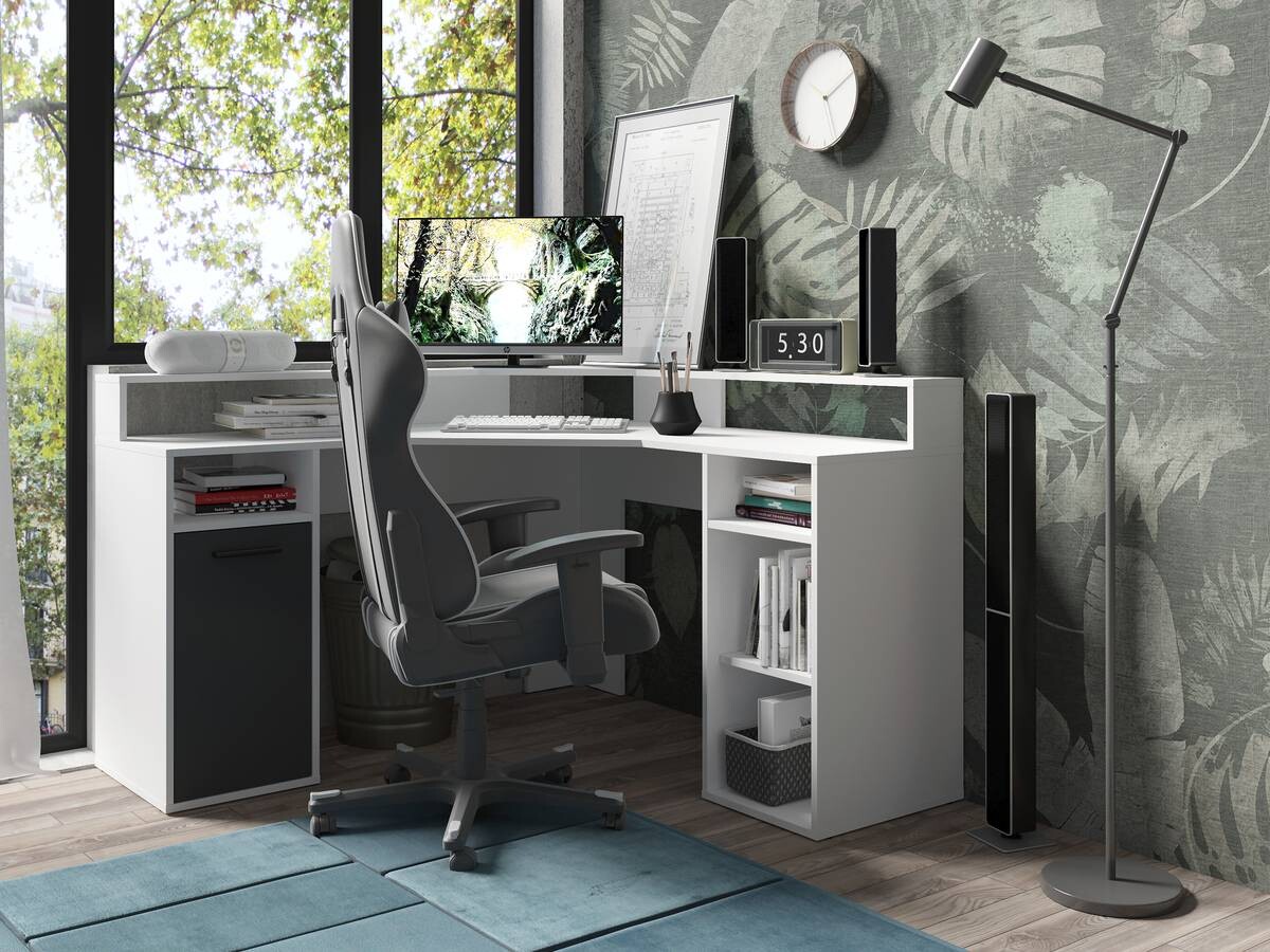 Schreibtisch FOX weiß anthrazit anthrazit B/H/T: ca. 139x90,8x139 cm